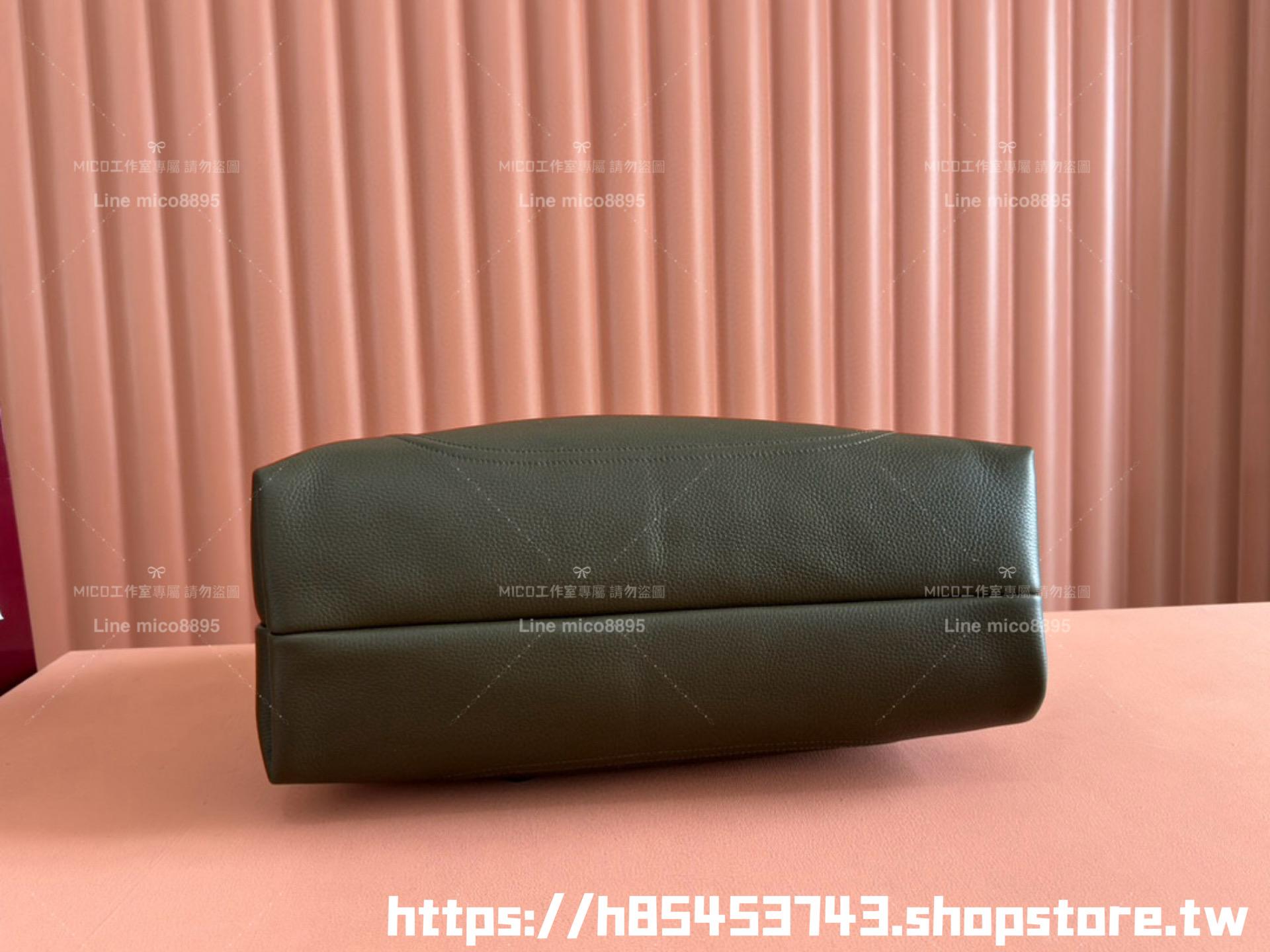 Gucci 橄欖綠牛皮 Softbit系列 馬銜扣造型肩背包 大容量鬆弛感 46cm
