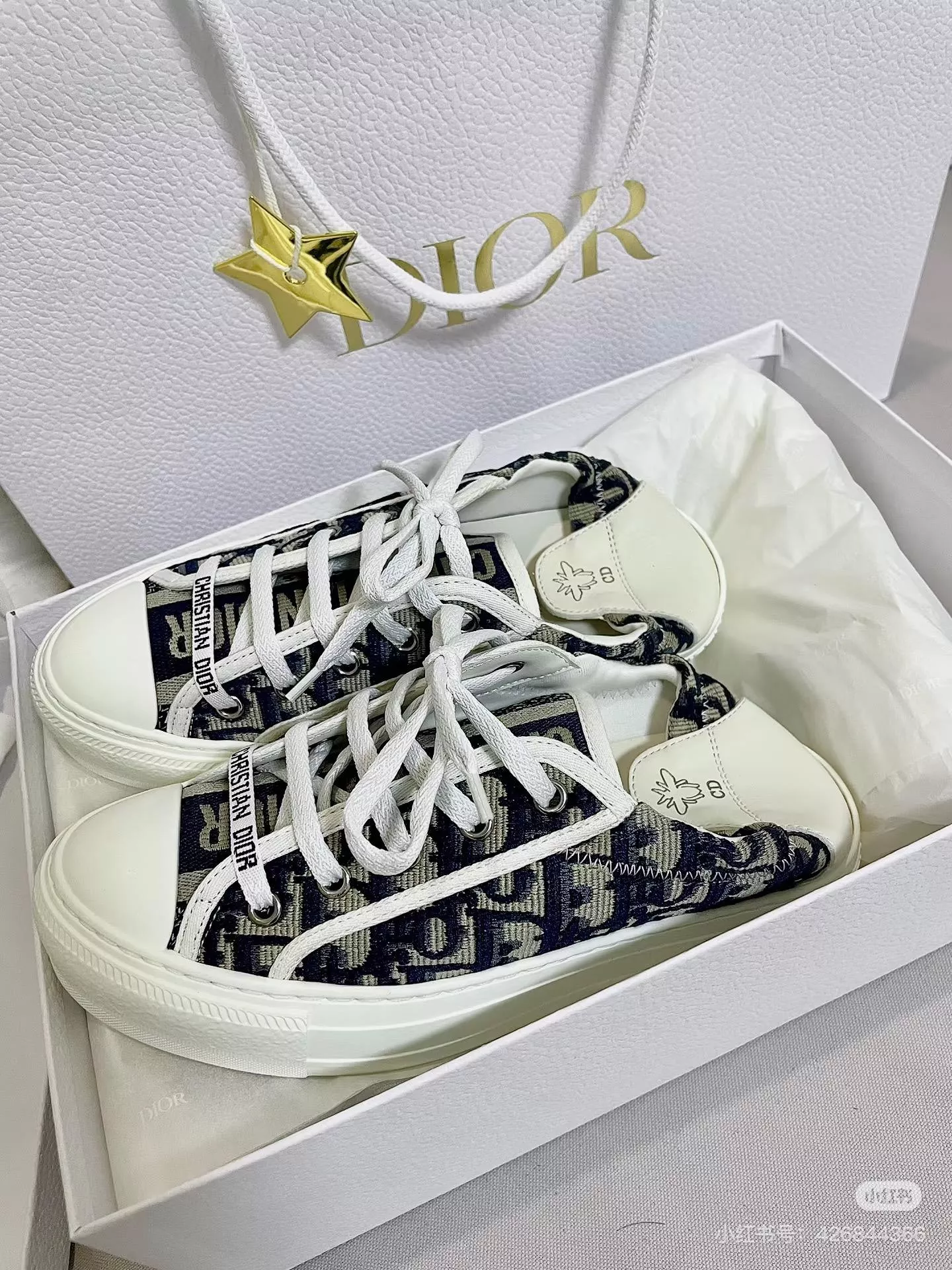 DIOR 踩跟兩穿款 字母刺繡帆布鞋 休閒鞋 灰色/深藍 35-40