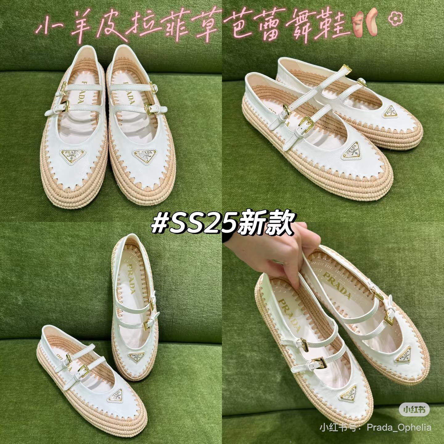 PRADA 25S 渡假風 拉菲草編織底拼接雙帶瑪麗珍涼鞋 35-40
