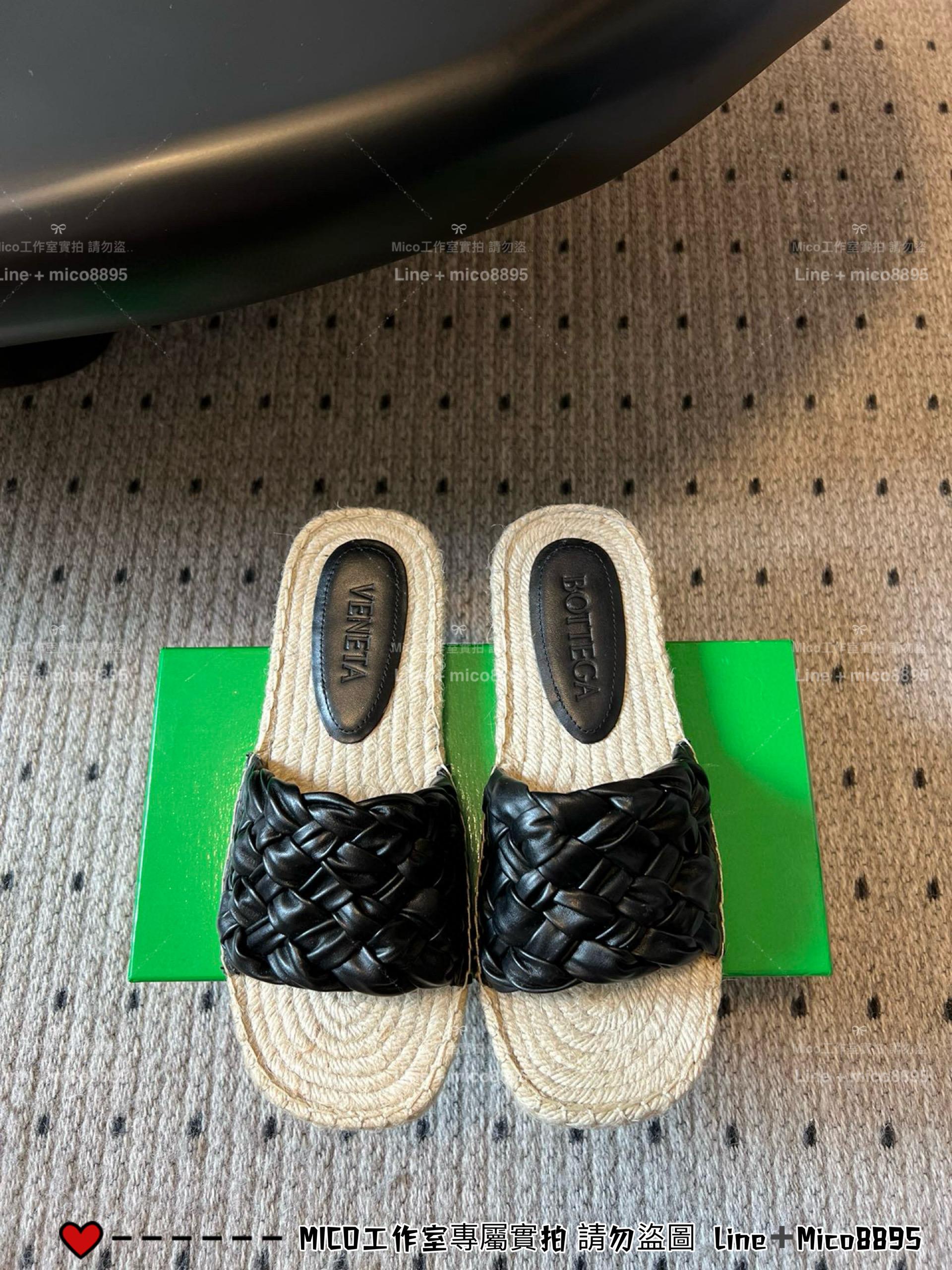 BV 渡假風 草編底編織皮革拖鞋 涼鞋 35-40