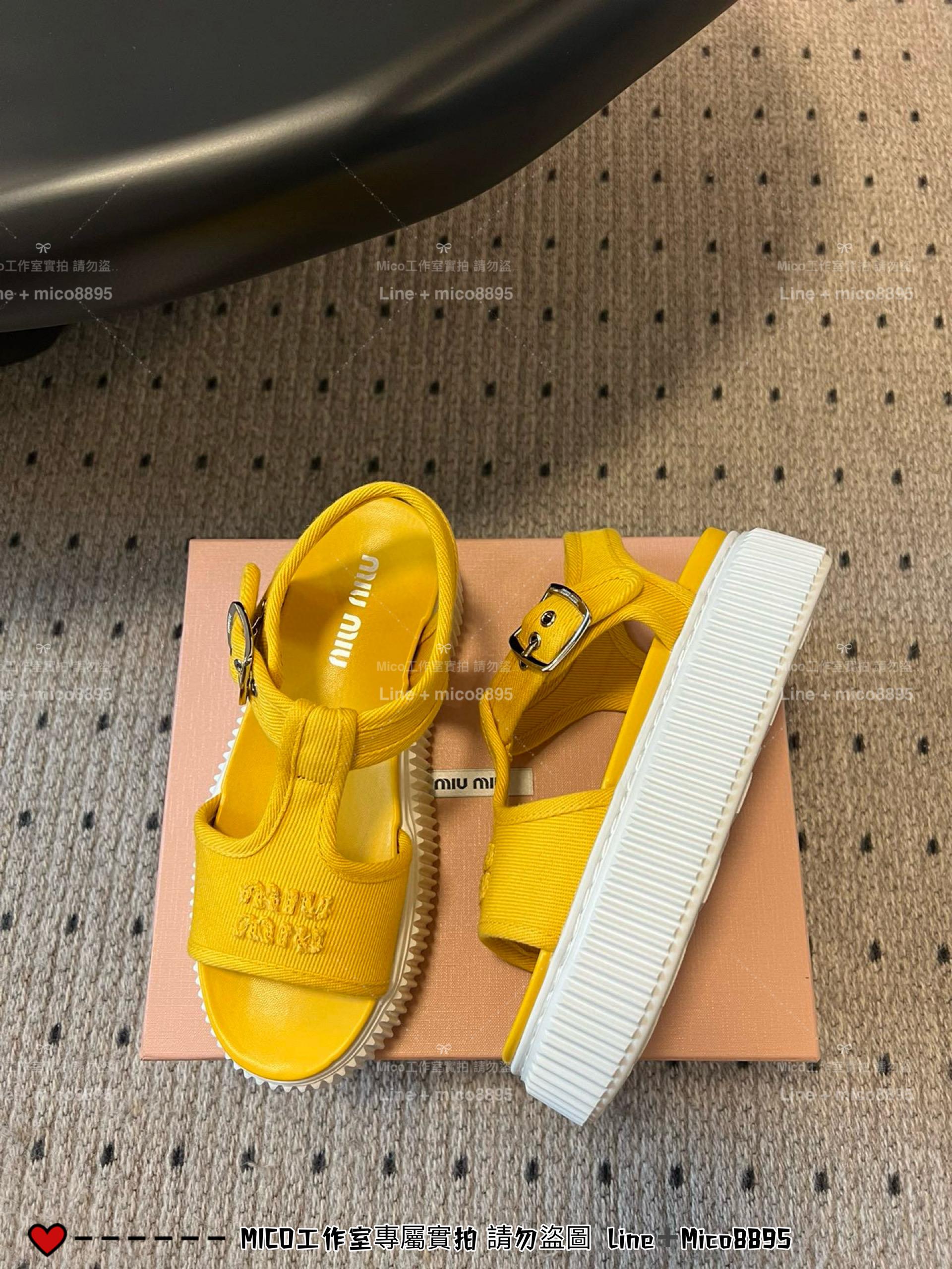 Miumiu 25s 松糕厚底休閒小白鞋 帆布鞋 涼鞋 35-40 底厚4.5cm