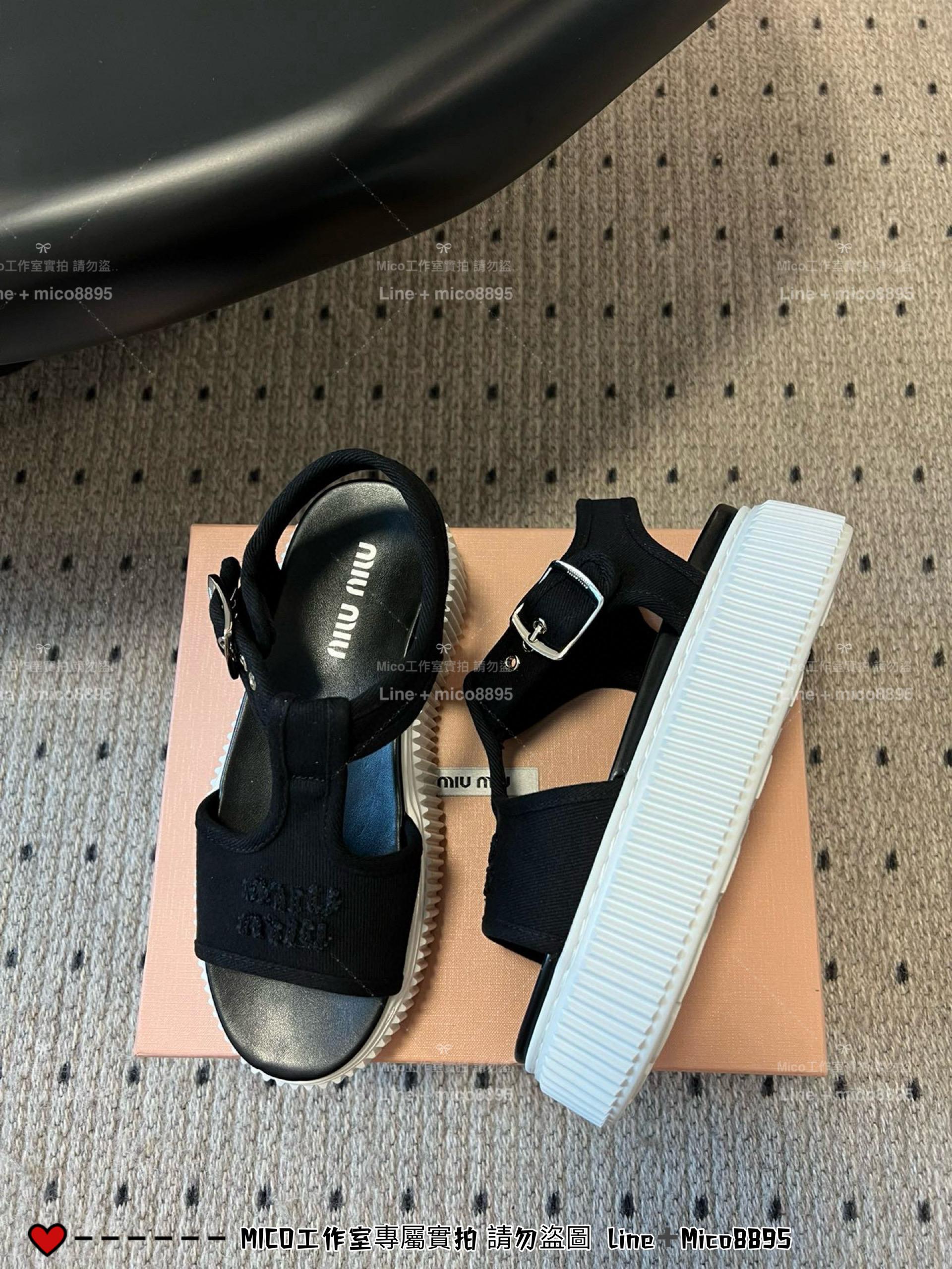 Miumiu 25s 松糕厚底休閒小白鞋 帆布鞋 涼鞋 35-40 底厚4.5cm