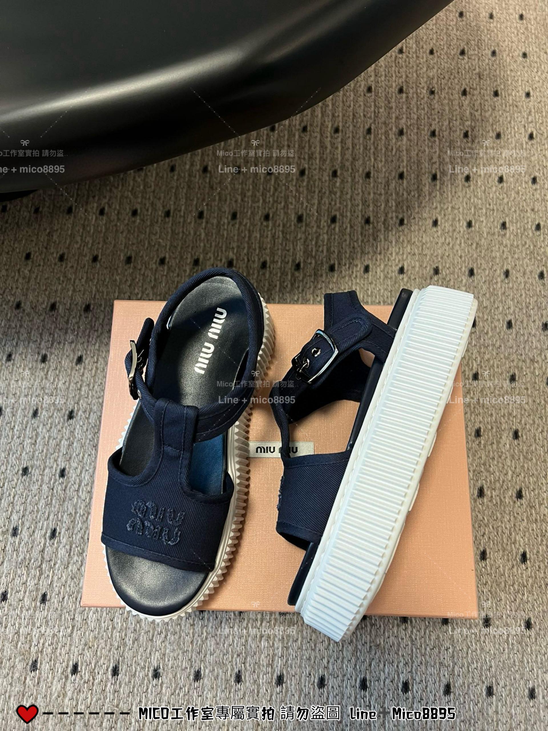 Miumiu 25s 松糕厚底休閒小白鞋 帆布鞋 涼鞋 35-40 底厚4.5cm