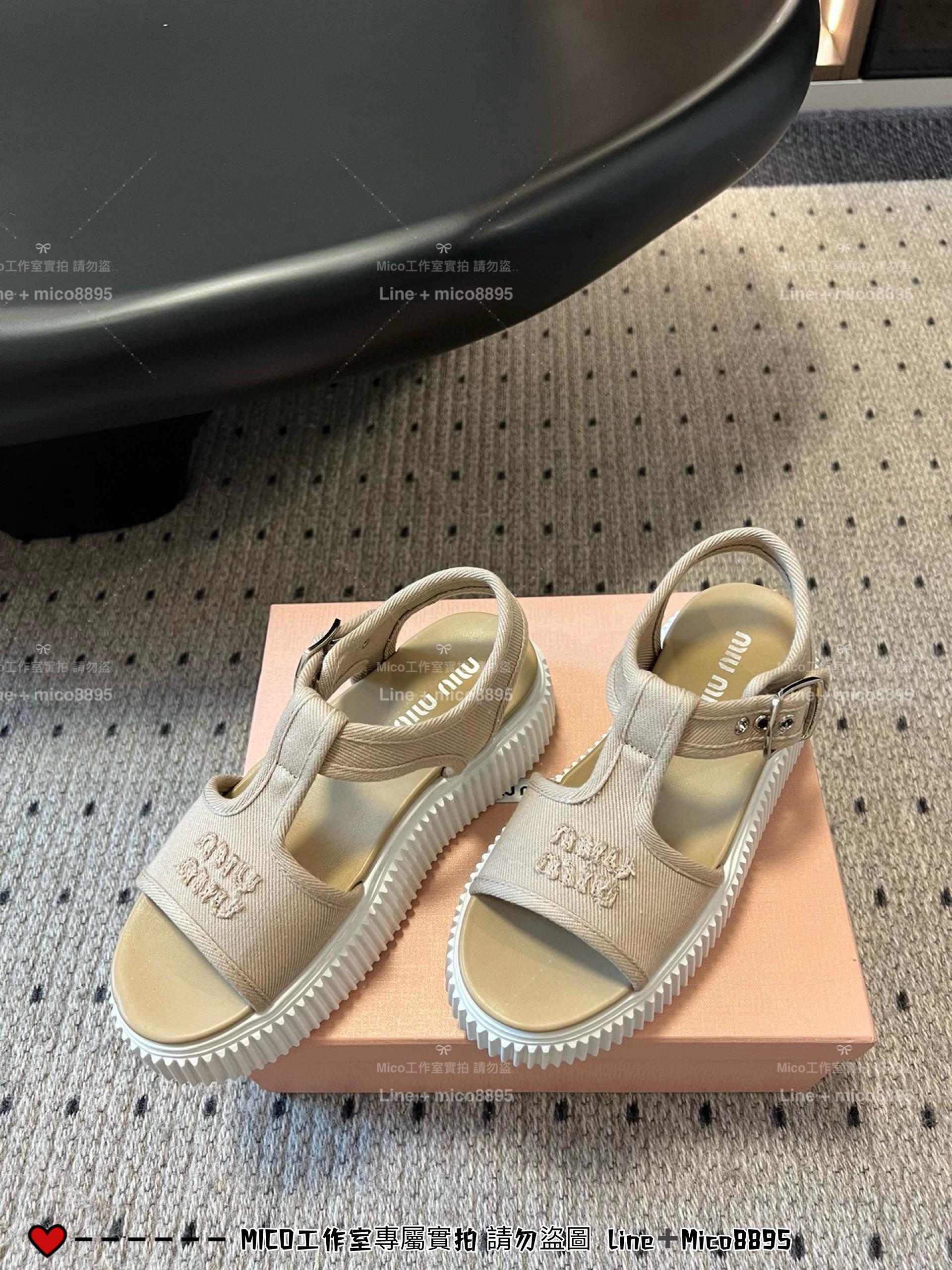 Miumiu 25s 松糕厚底休閒小白鞋 帆布鞋 涼鞋 35-40 底厚4.5cm
