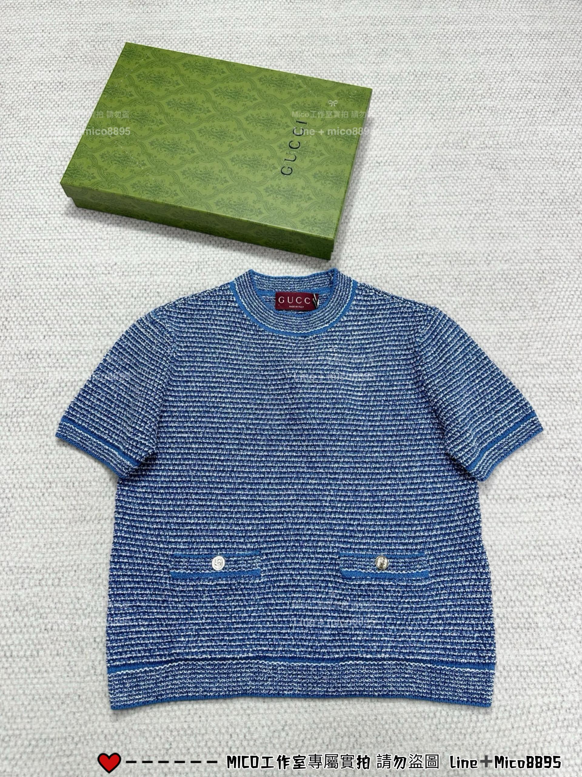 GUCCI  | GG藍色條紋短袖上衣