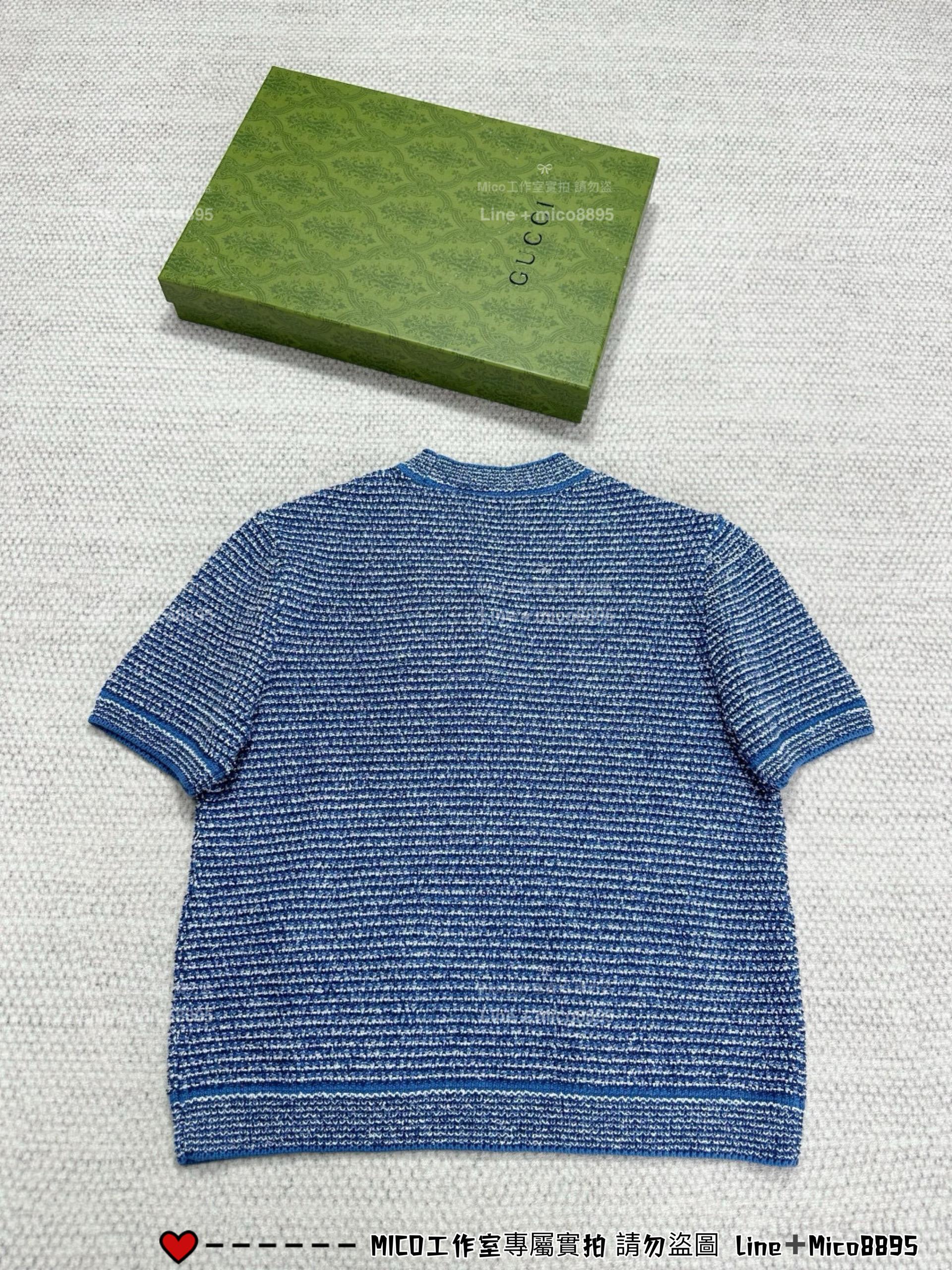 GUCCI  | GG藍色條紋短袖上衣