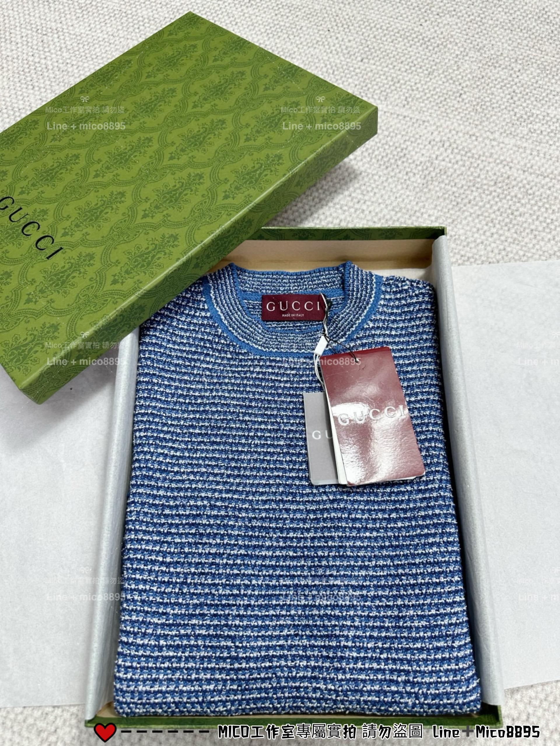GUCCI  | GG藍色條紋短袖上衣