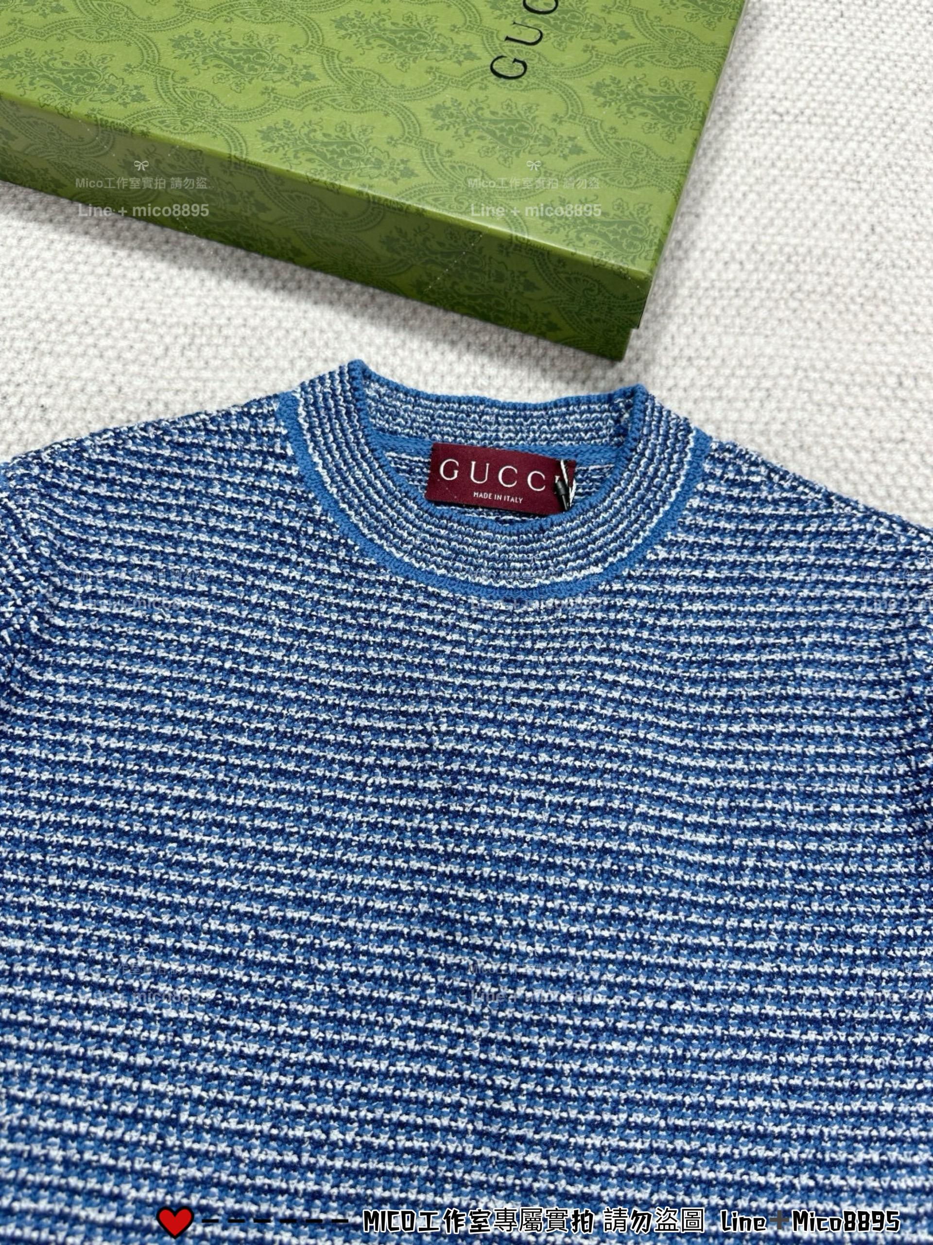 GUCCI  | GG藍色條紋短袖上衣