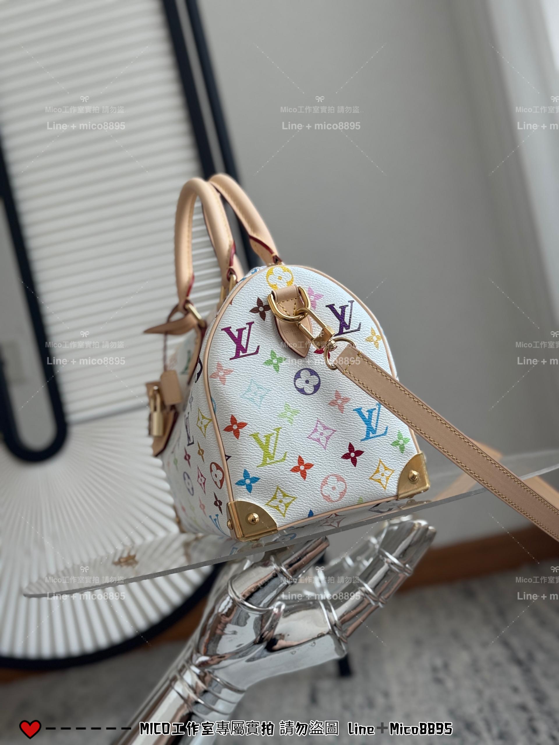 LV 村上隆聯名款 白三彩 x TM SPEEDY25 手袋M13085