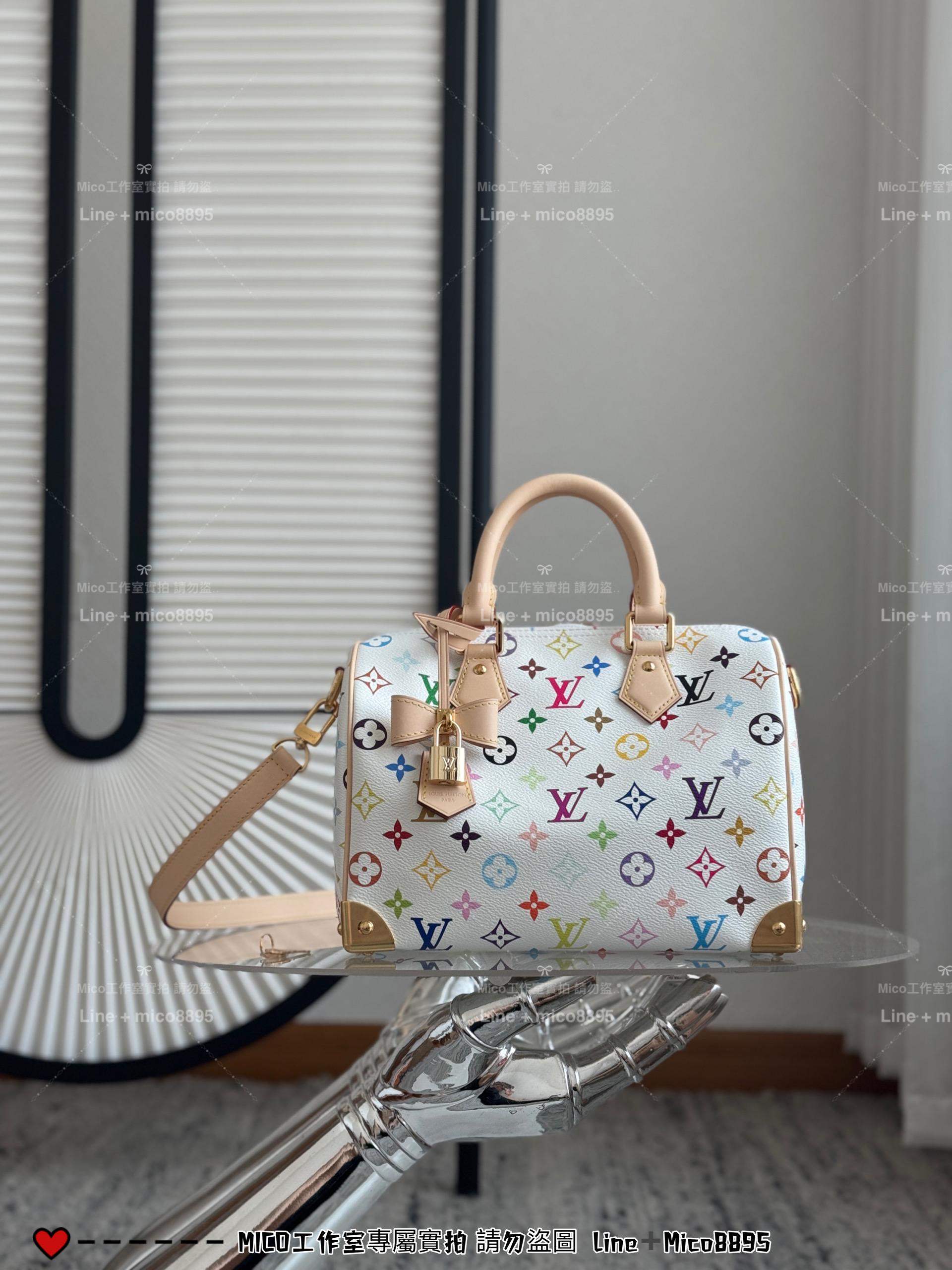 LV 村上隆聯名款 白三彩 x TM SPEEDY25 手袋M13085