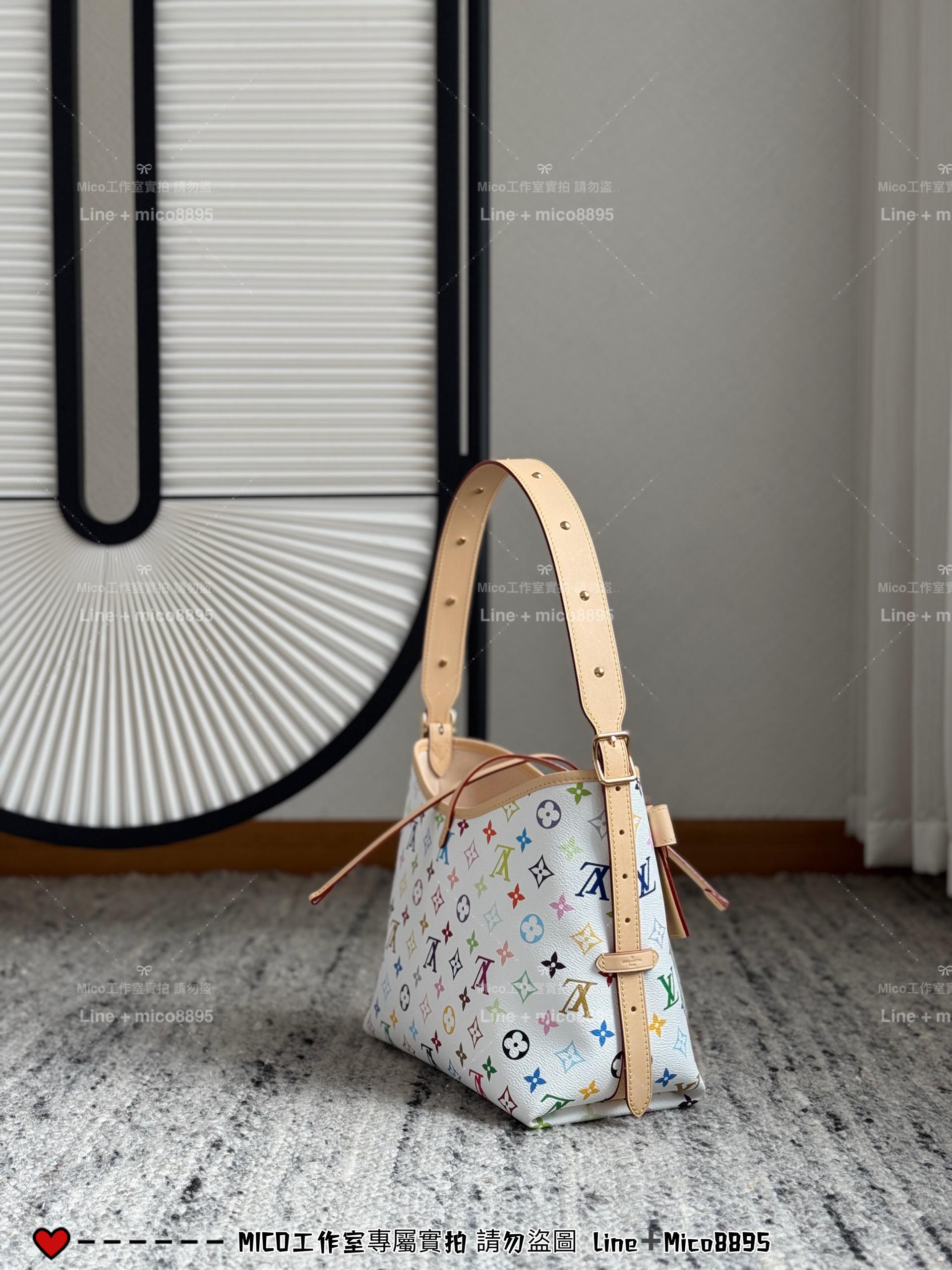 LV 村上隆聯名款 白三彩 LV x TM CARRYALL 小號手袋M13661