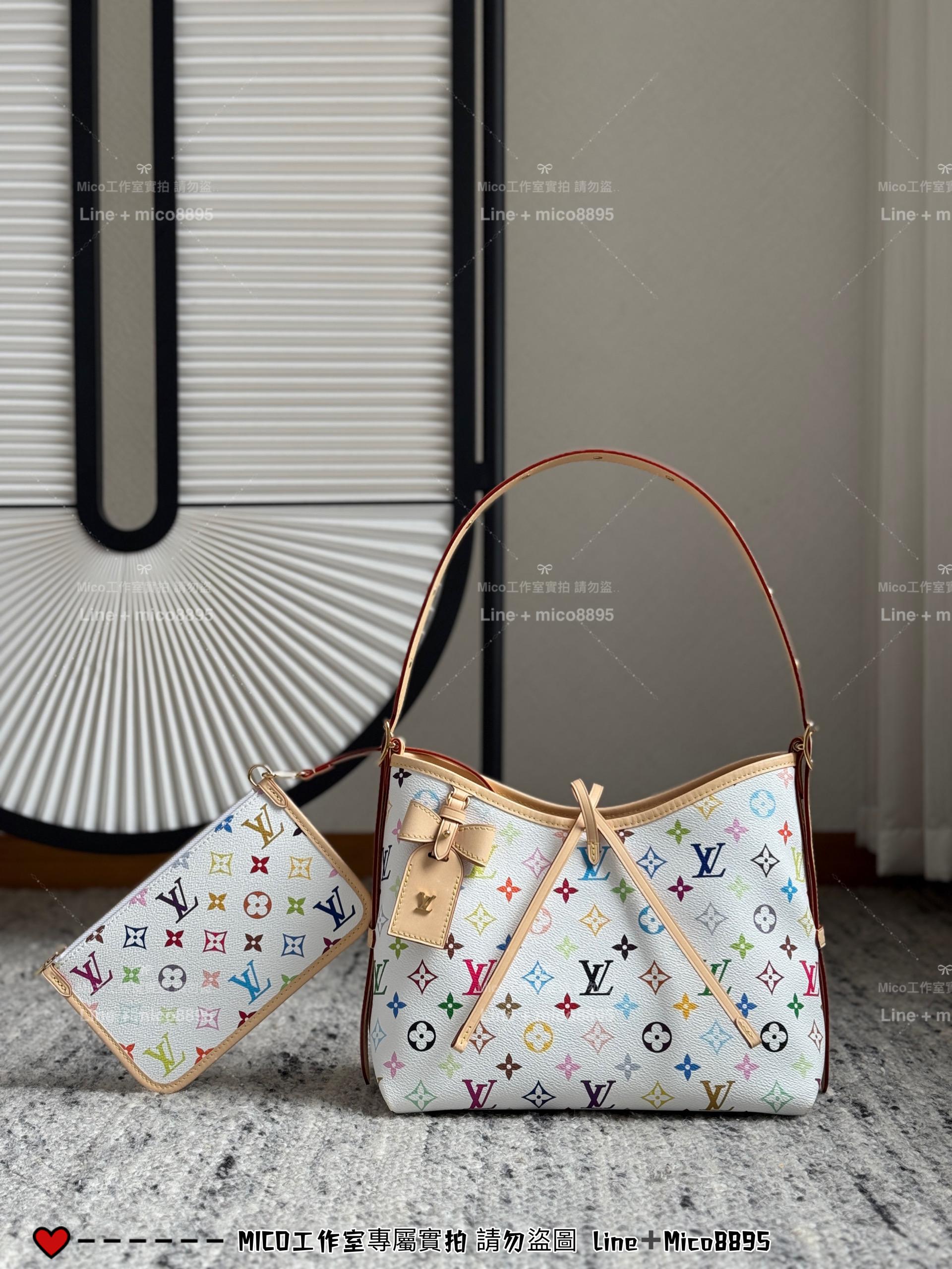 LV 村上隆聯名款 白三彩 LV x TM CARRYALL 小號手袋M13661