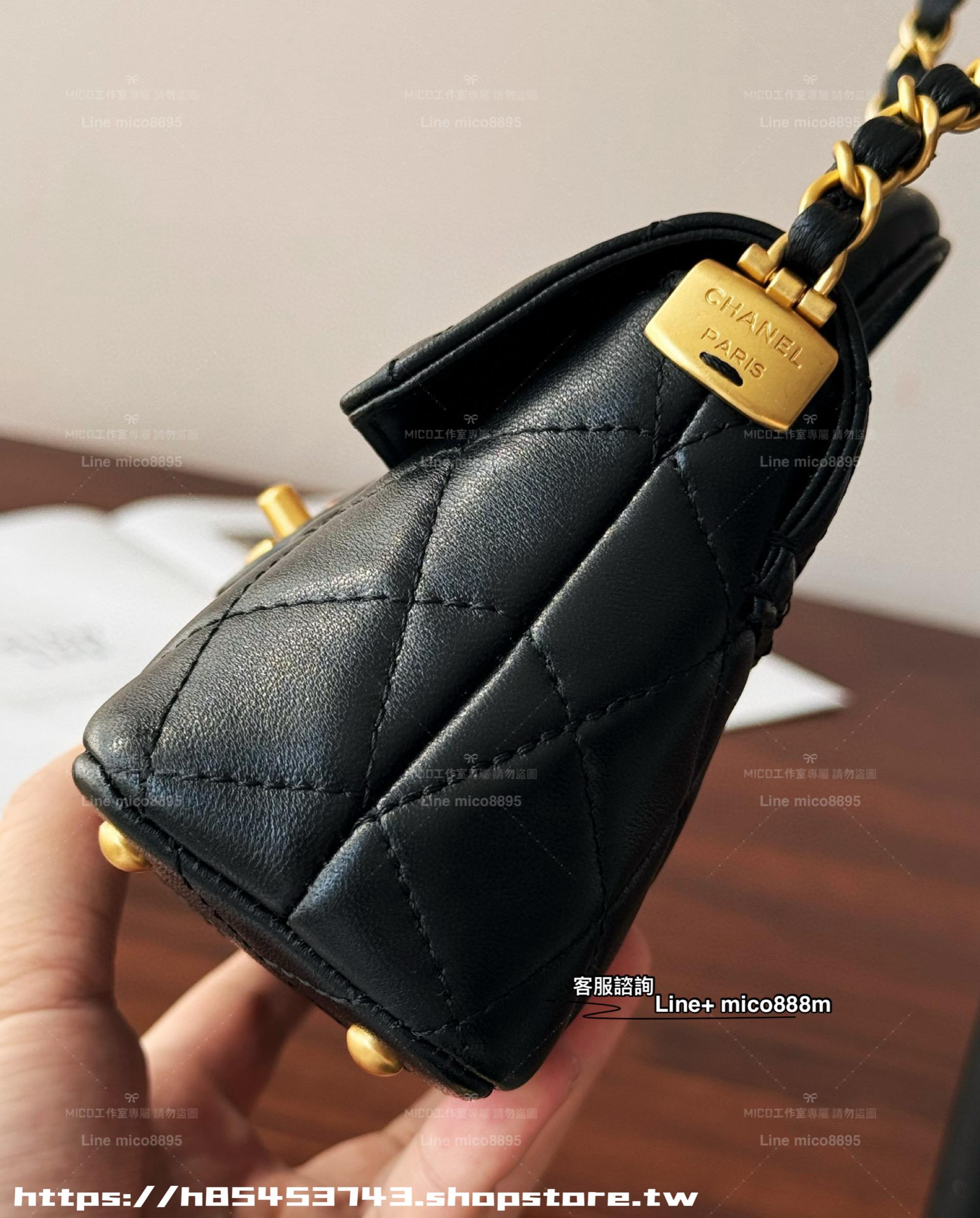 Chanel 25p 橫版“kelly”鏈條包 菱格羊皮/黑金 22cm