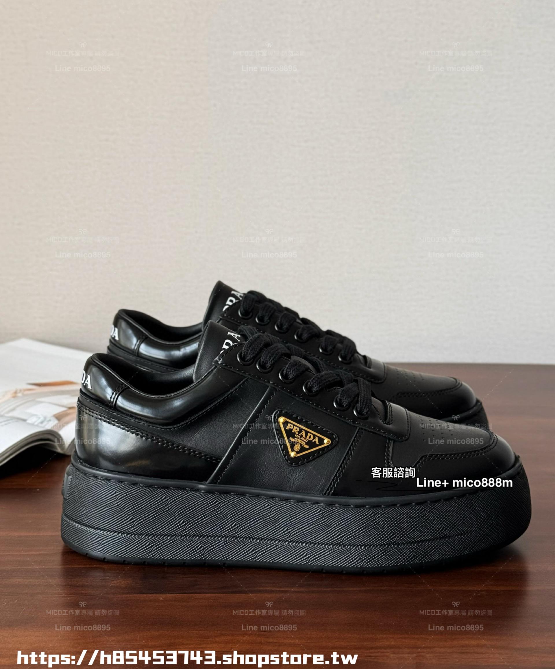 PRADA 基礎搭配款 三角標 厚底增高小白鞋 5cm 35-39