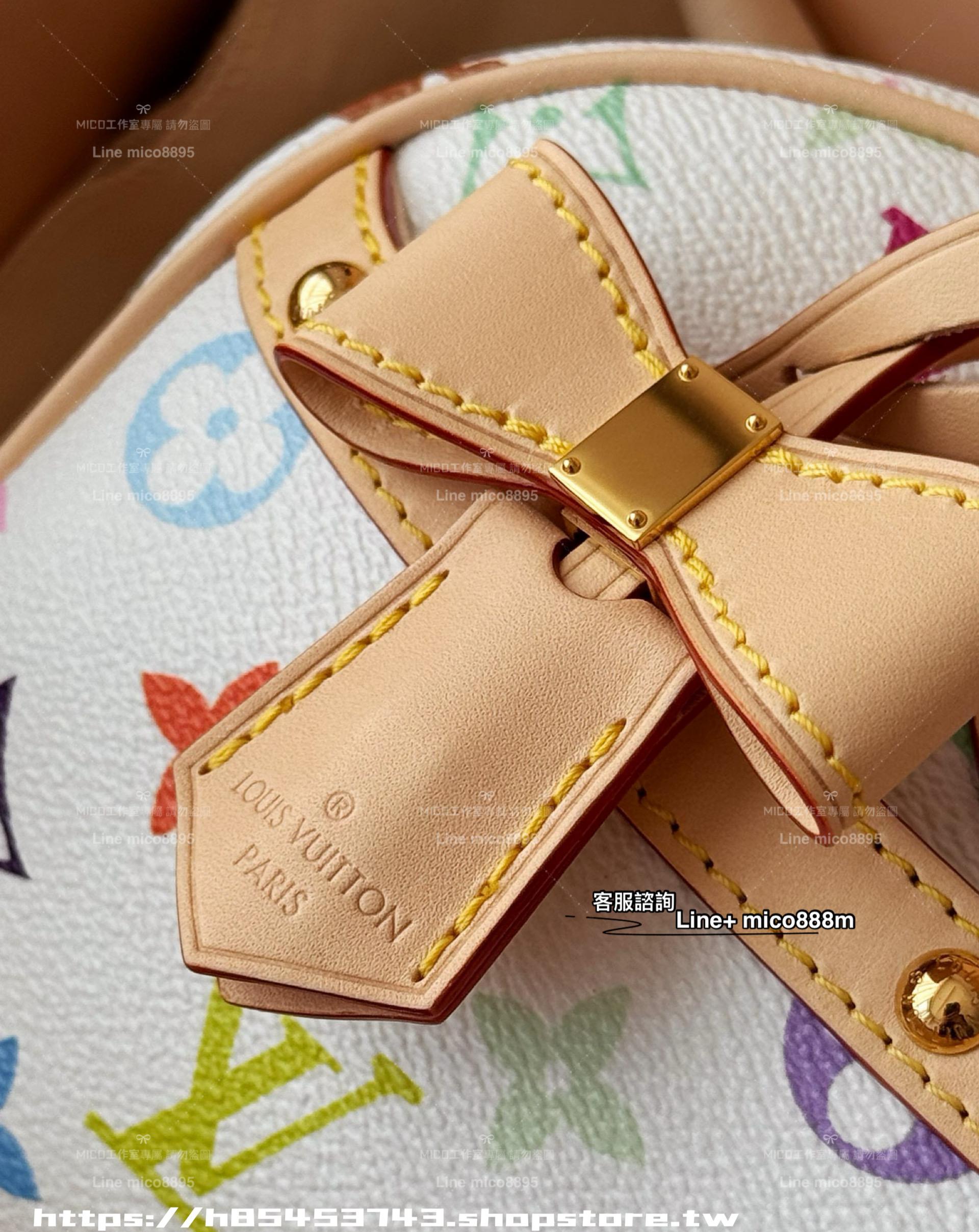 LV x 村上隆 聯名系列 白三彩保齡球包 手提包 可肩背 27cm