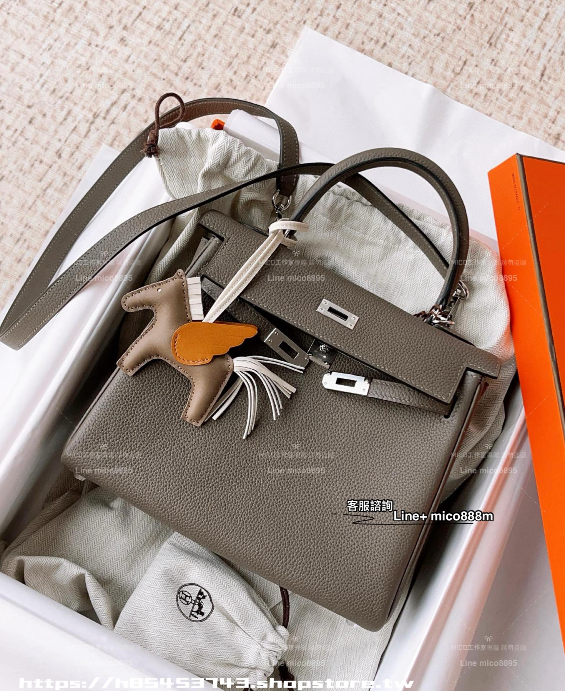 Hermes Kelly 25 錫器灰內縫Togo皮 銀釦