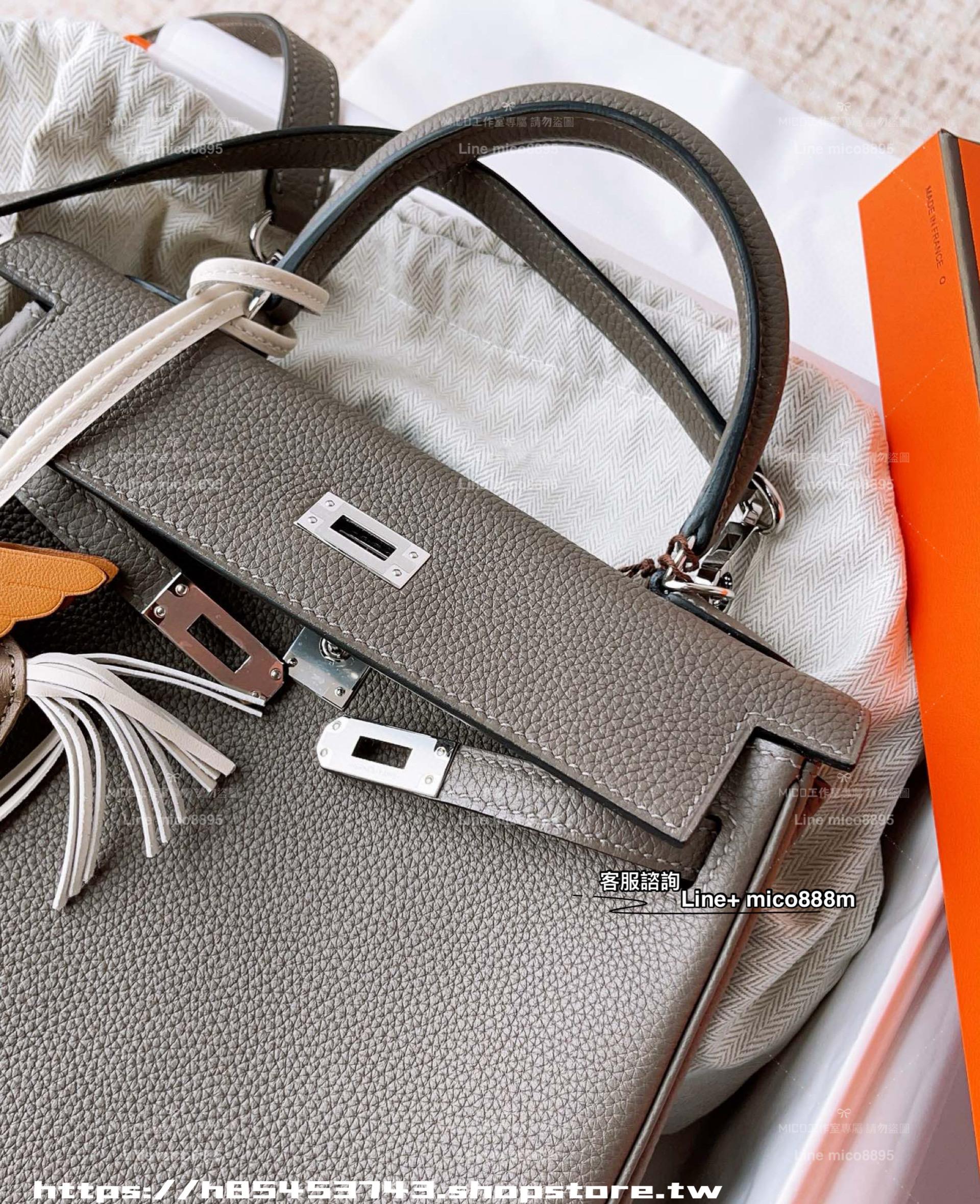 Hermes Kelly 25 錫器灰內縫Togo皮 銀釦