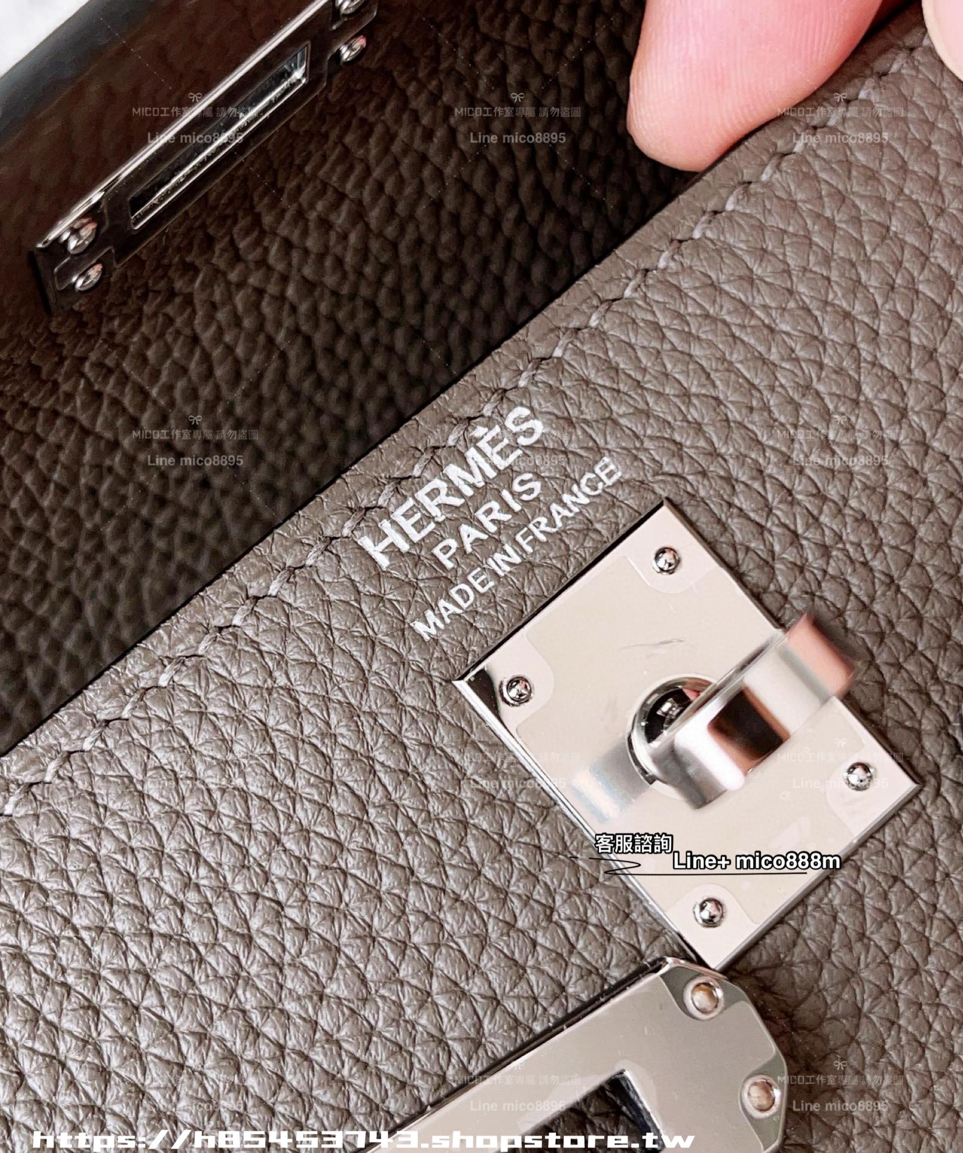 Hermes Kelly 25 錫器灰內縫Togo皮 銀釦