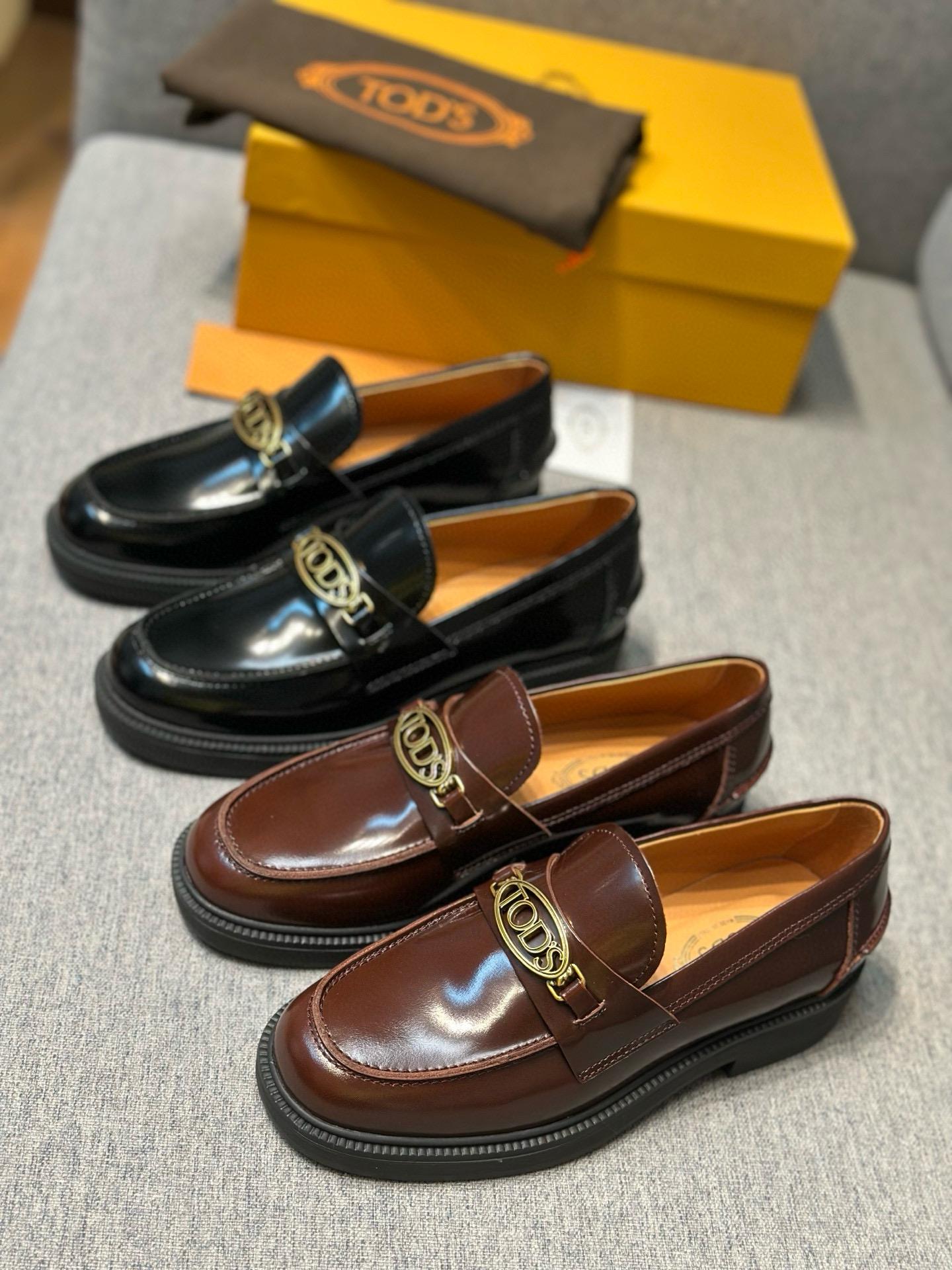 TODS 土豆絲 女士logo字母釦厚底樂福鞋 休閒鞋 黑色/棕色 35-39