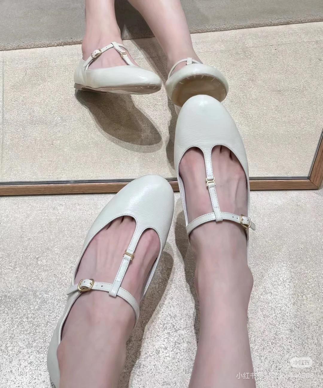 Chloe 克洛伊 T字帶瑪麗珍小皮鞋 平底女鞋 深櫻桃紅/米白色 35-39