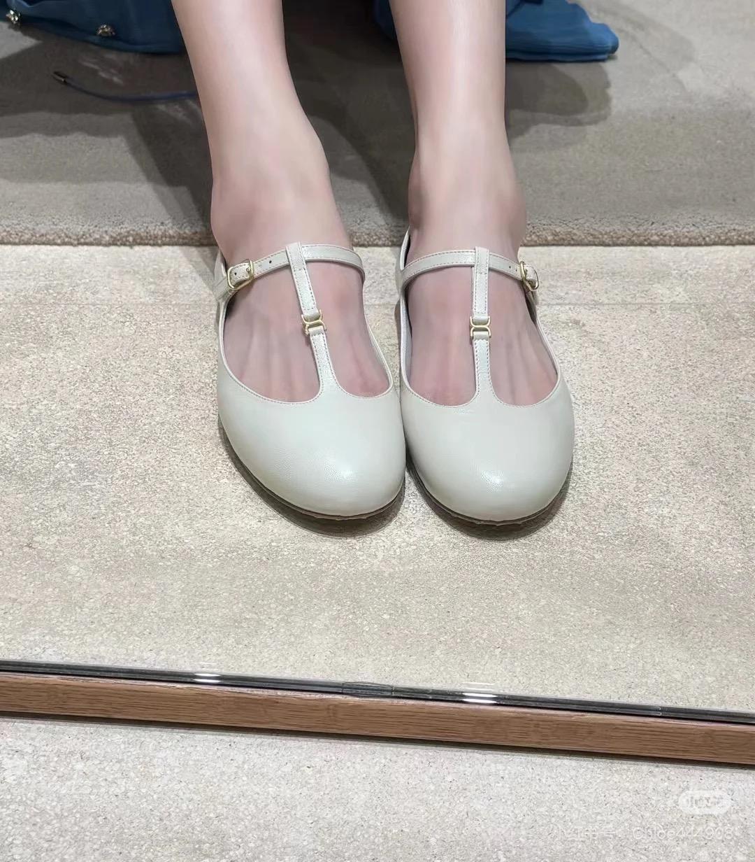 Chloe 克洛伊 T字帶瑪麗珍小皮鞋 平底女鞋 深櫻桃紅/米白色 35-39