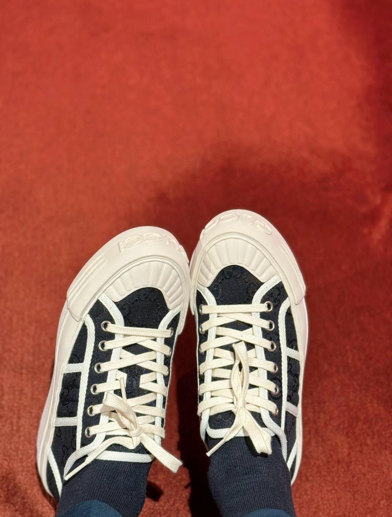 GUCCI 25年新款 夏季女士厚底帆布鞋 餅乾鞋/運動鞋 底厚4.5cm 35-40