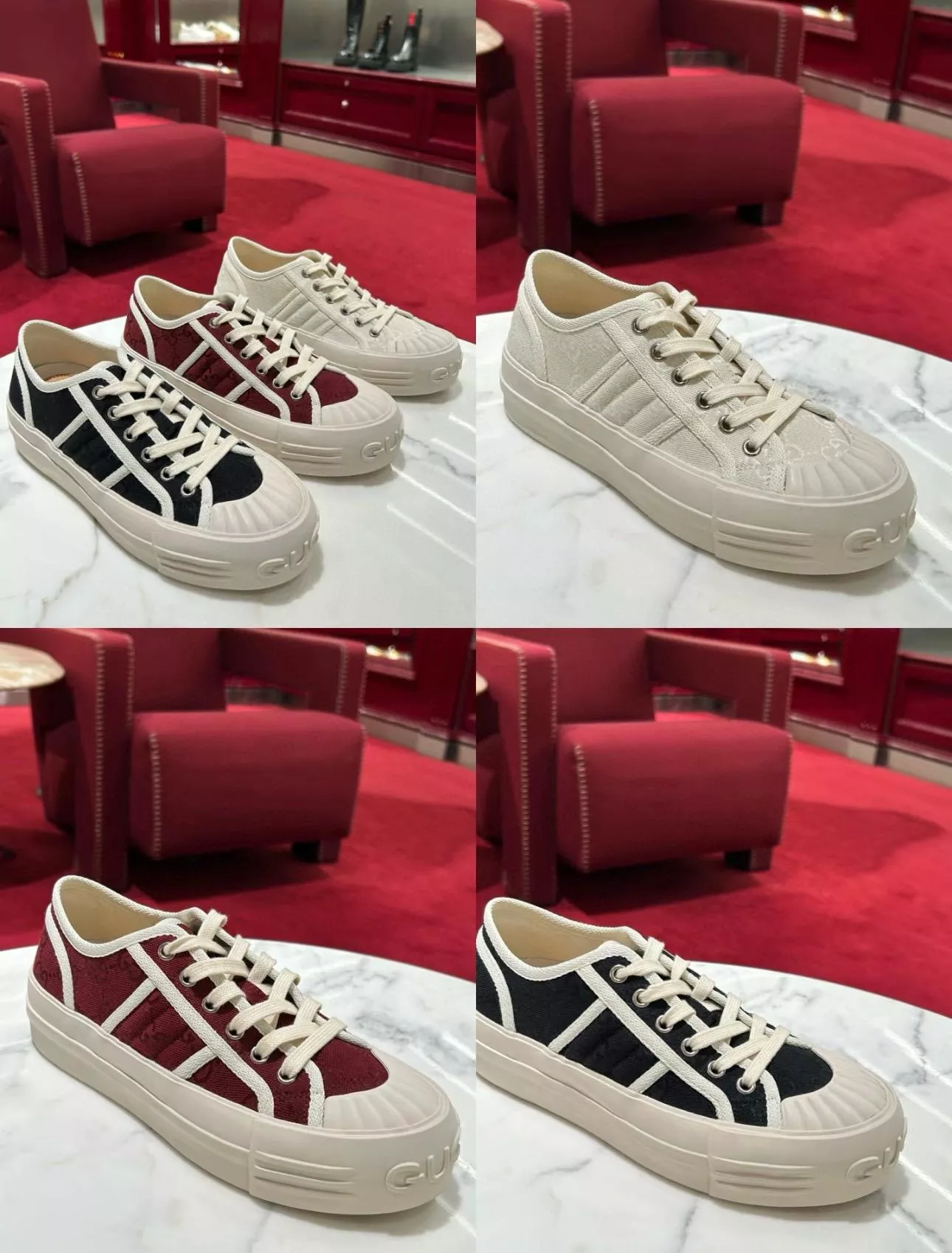 GUCCI 25年新款 夏季女士厚底帆布鞋 餅乾鞋/運動鞋 底厚4.5cm 35-40