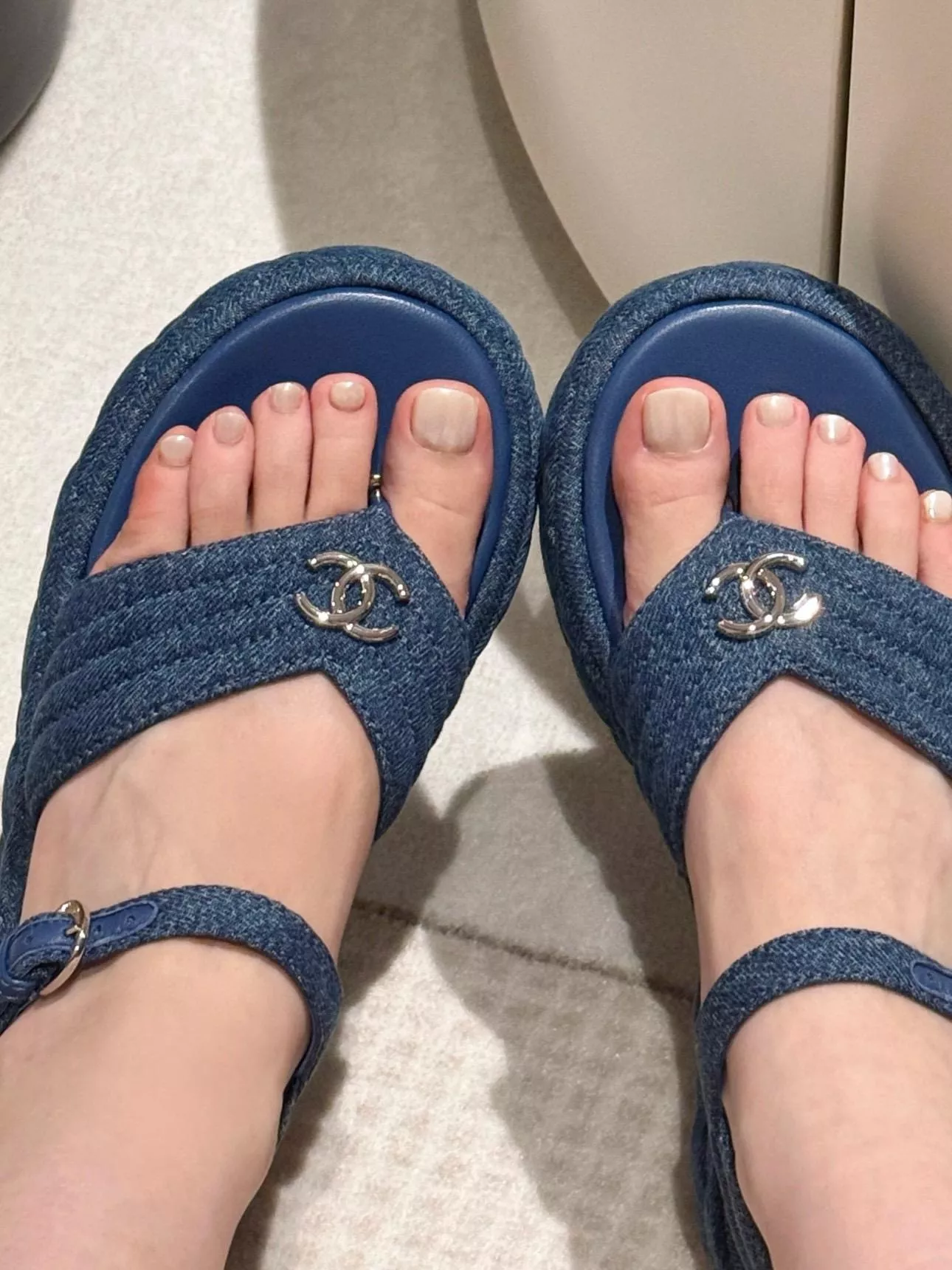 Chanel 25C 小香度假系列 牛仔夾腳涼鞋 厚底涼鞋 底厚4.5cm 35-40