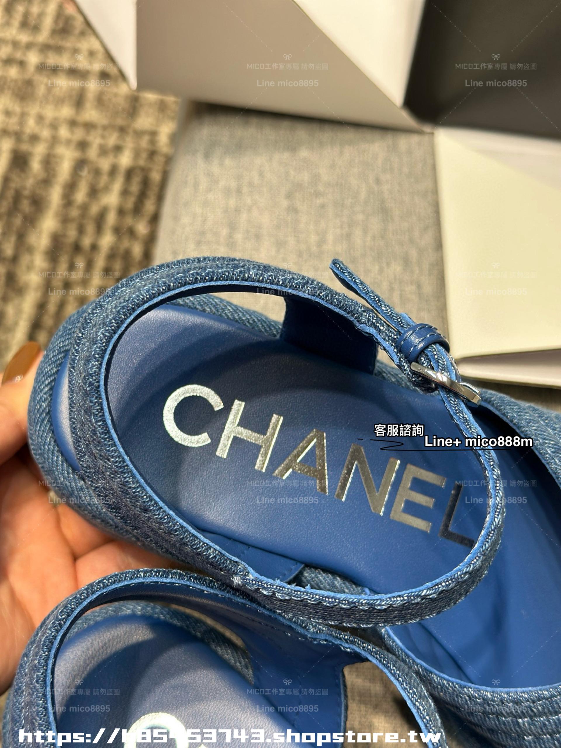 Chanel 25C 小香度假系列 牛仔夾腳涼鞋 厚底涼鞋 底厚4.5cm 35-40