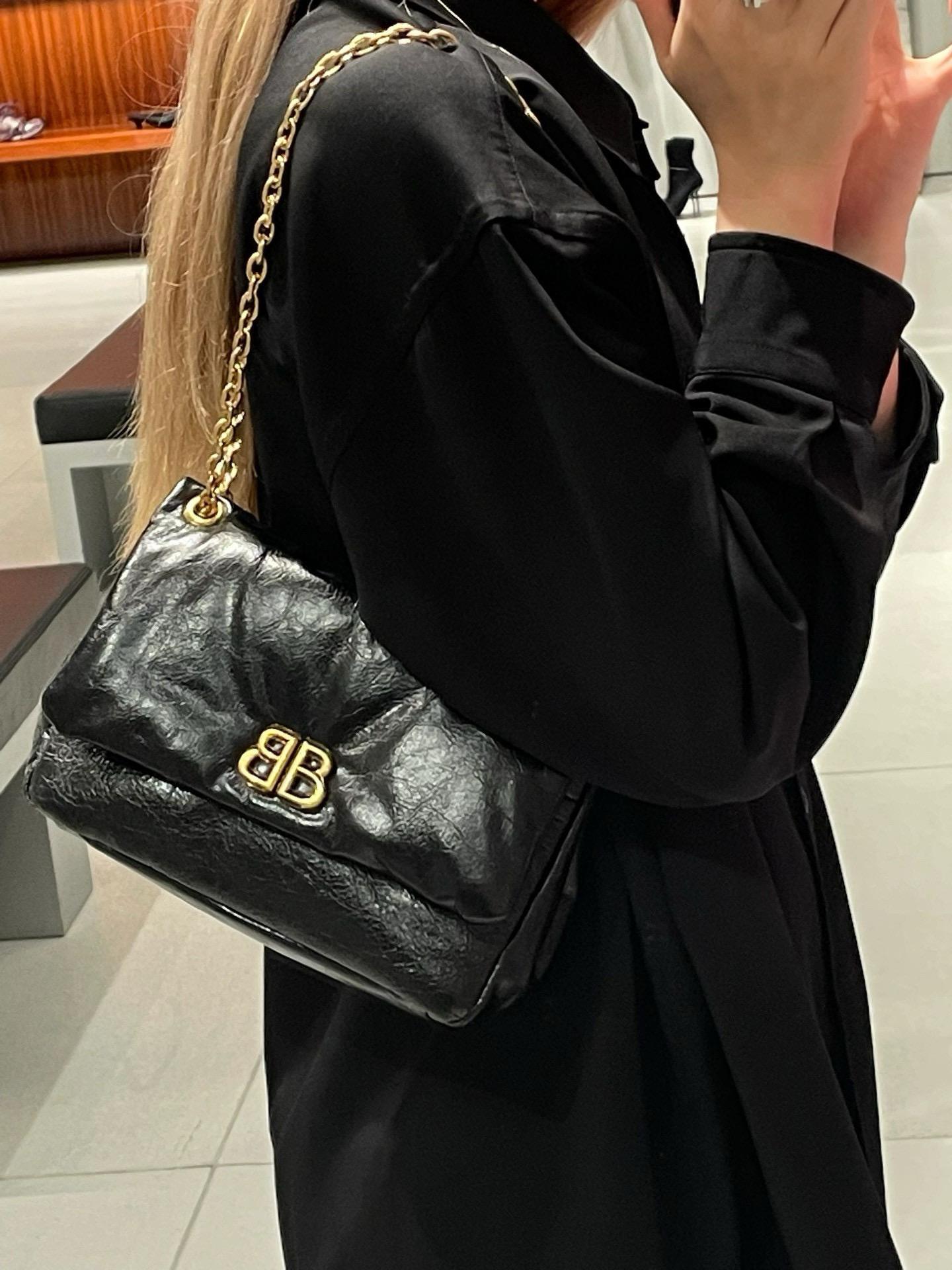 Balenciaga 巴黎世家 MINI尺寸 黑金 monaco枕頭包 25cm