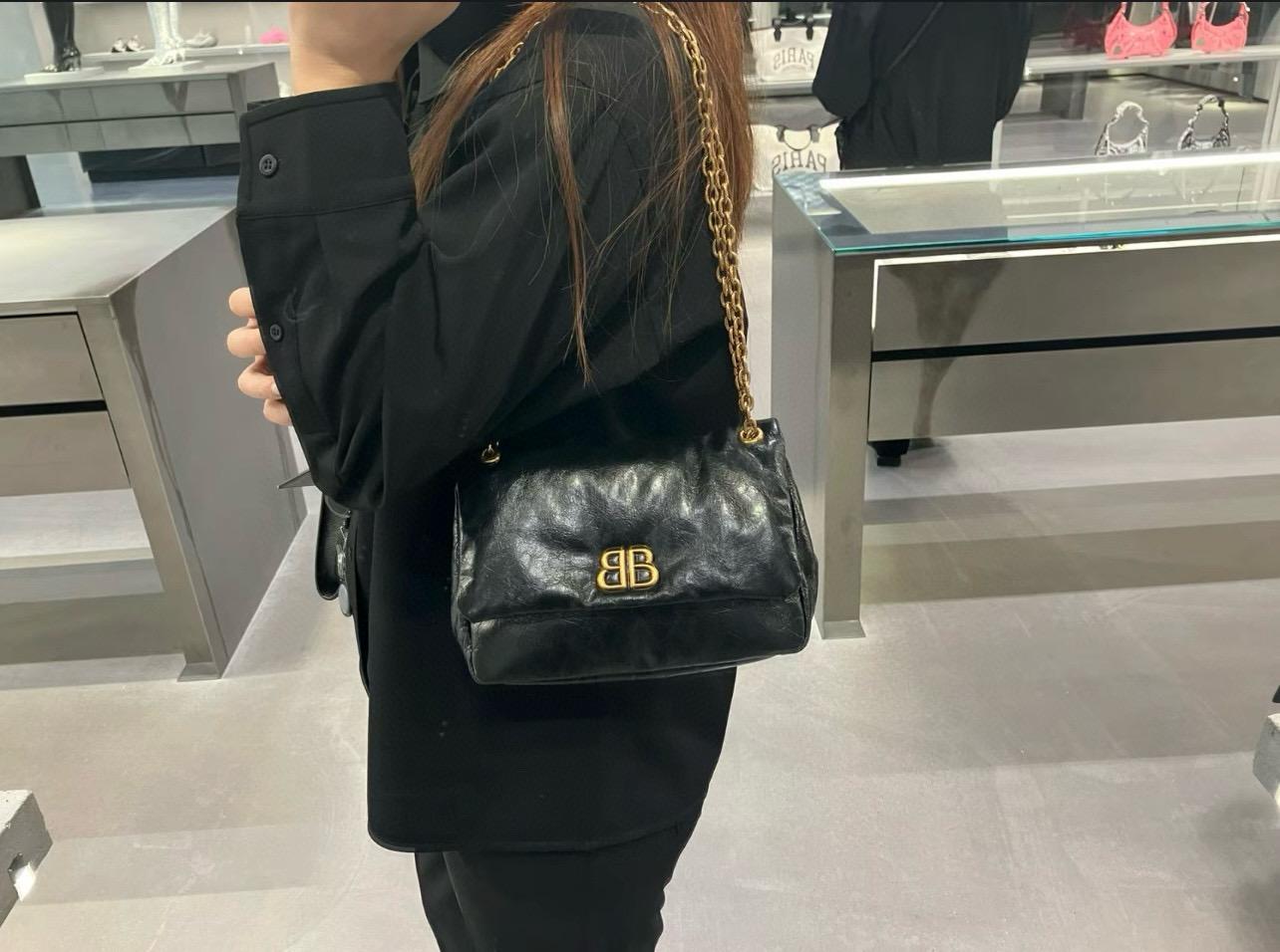 Balenciaga 巴黎世家 MINI尺寸 黑金 monaco枕頭包 25cm