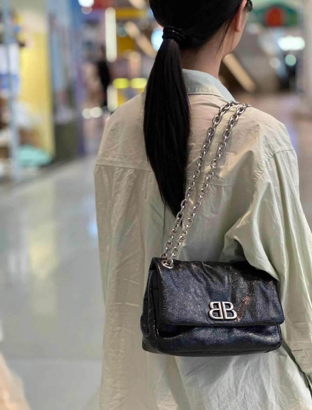 Balenciaga 巴黎世家 MINI尺寸 黑銀 monaco枕頭包 25cm