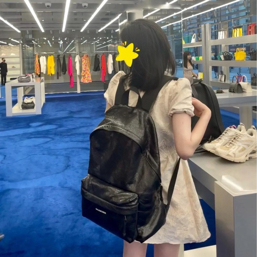 Balenciaga 巴黎世家 Explorer系列 油臘皮雙肩包/書包/厚背包 35cm