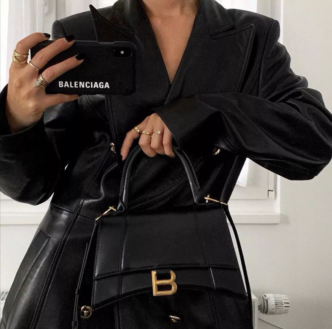 Balenciaga 巴黎世家 S號 Hourglass 沙漏包 平紋牛皮/金釦 23cm