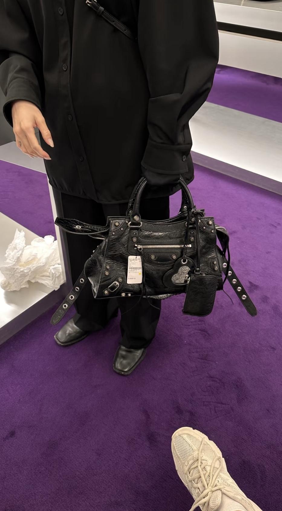 Balenciaga 黑色/銀釦 Neo cagole機車包 購物包 中號/33cm