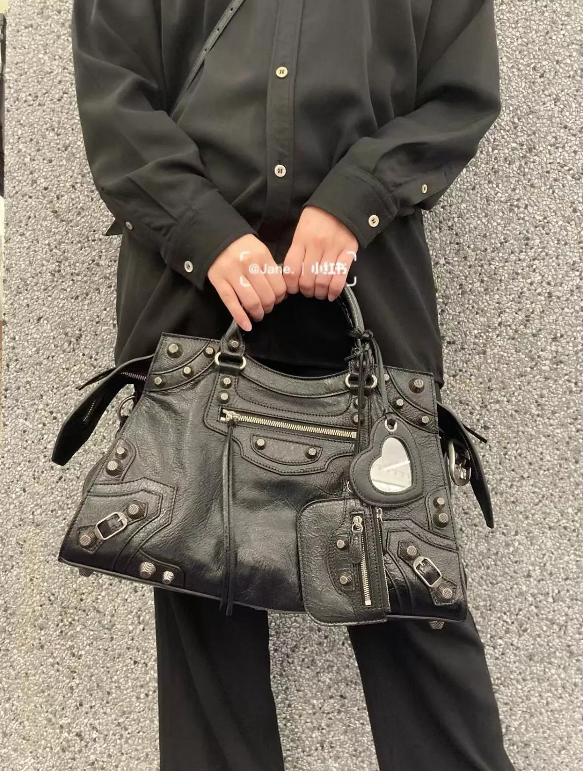 Balenciaga 黑色/銀釦 Neo cagole機車包 購物包 大號/38cm
