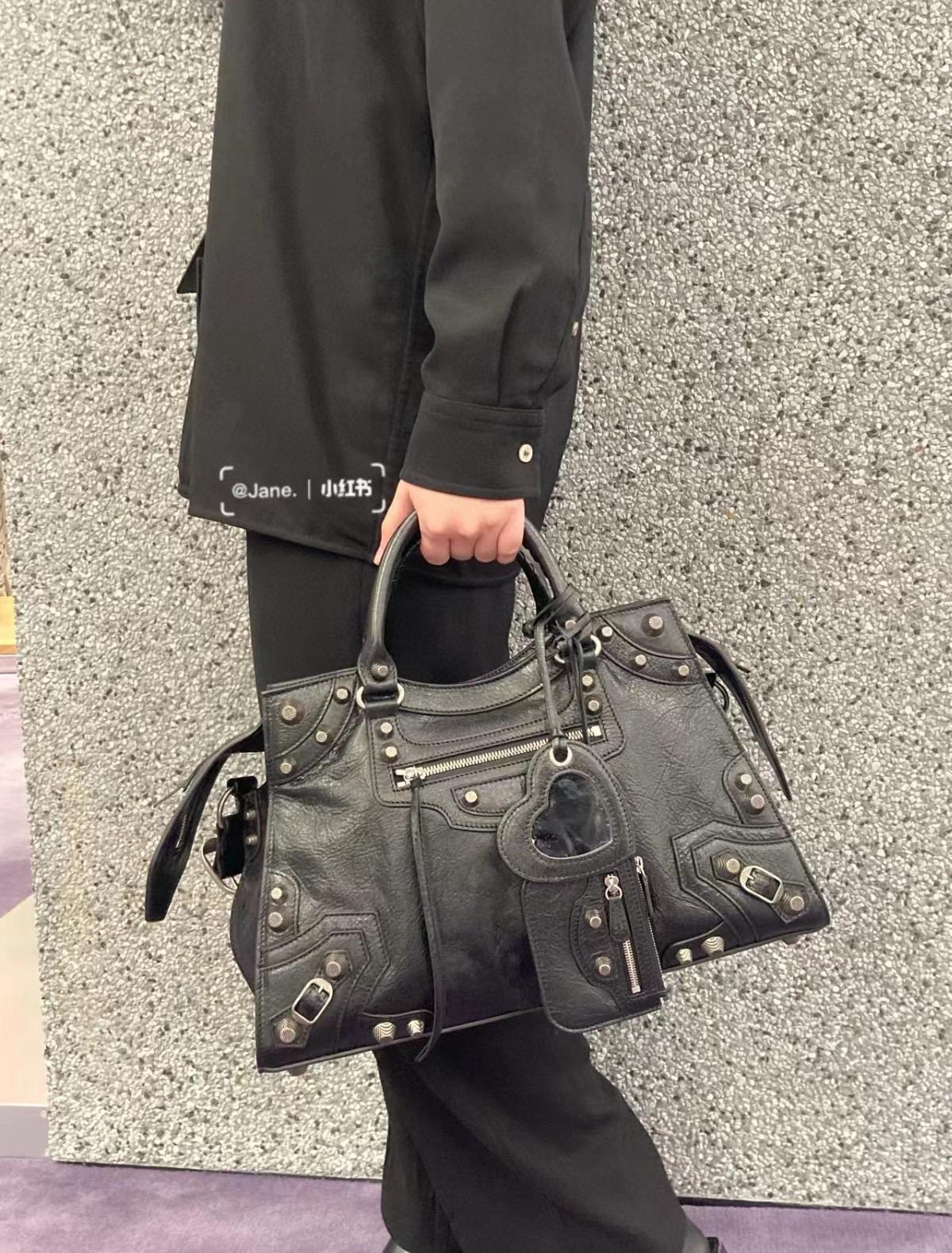 Balenciaga 黑色/銀釦 Neo cagole機車包 購物包 大號/38cm