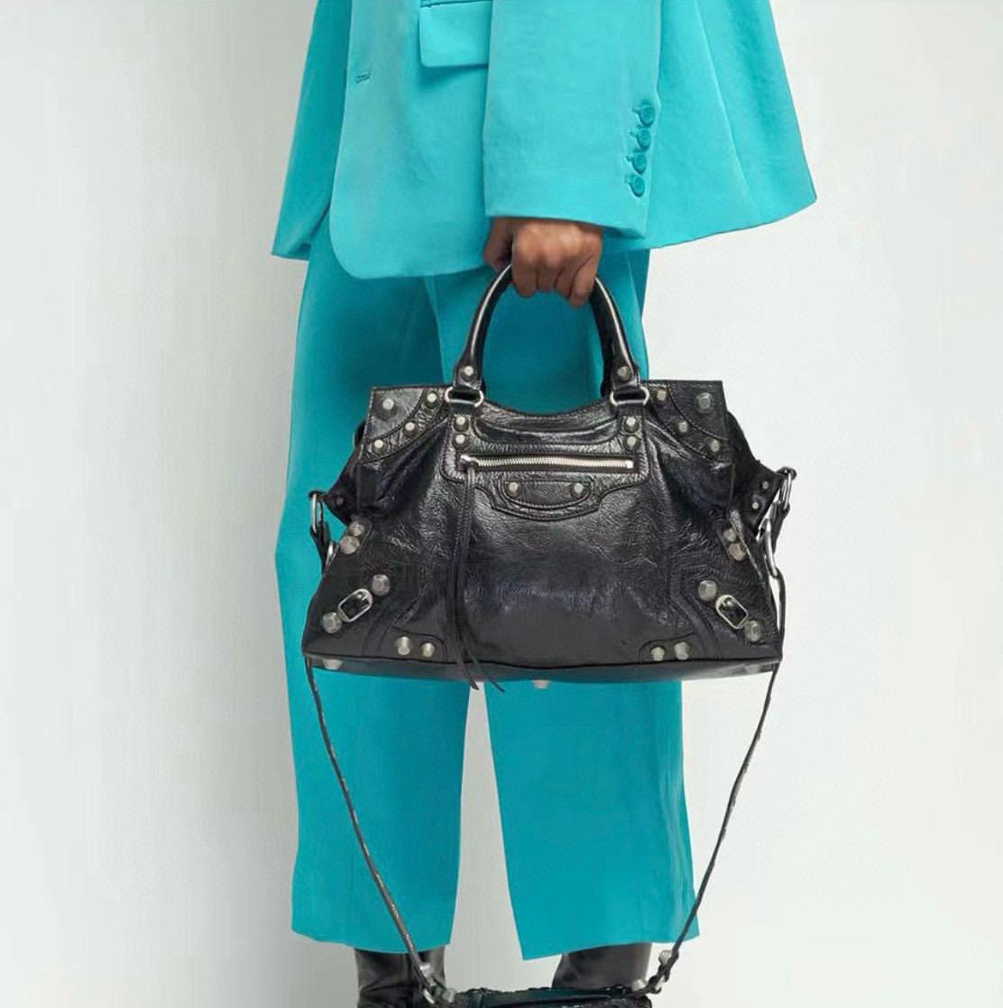 Balenciaga 黑色/銀釦 Neo cagole機車包 購物包 大號/38cm