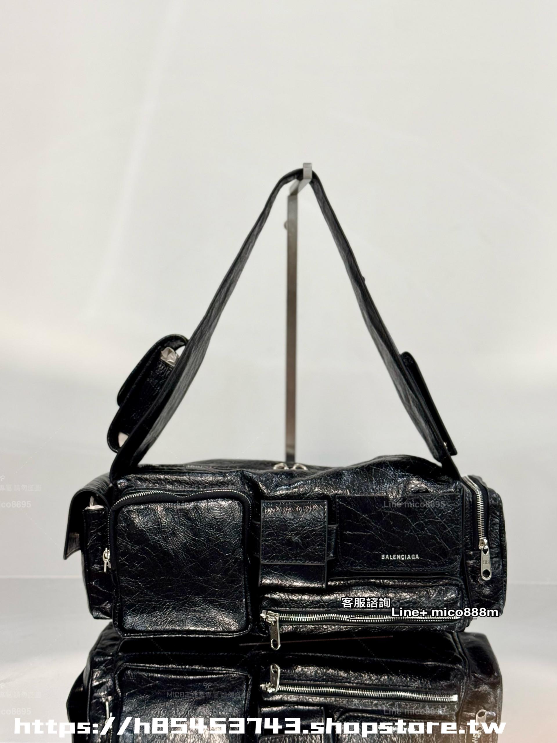 Balenciaga 個性風 superbusy系列 男女肩背包 男包/女包 35cm 多口袋工裝風格