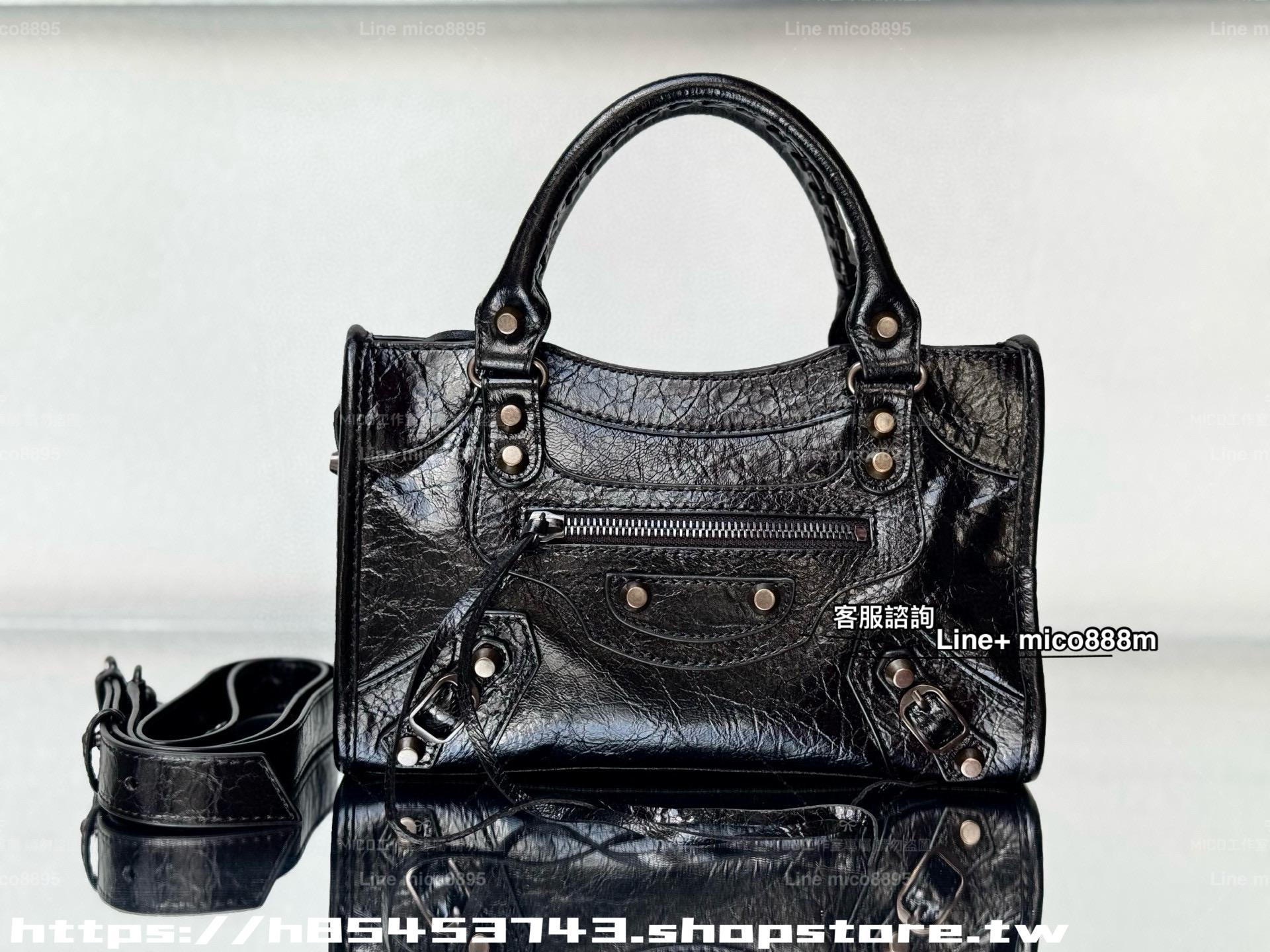 Balenciaga 新版本 Le City系列 大中小號 黑色/黑扣 經典機車包