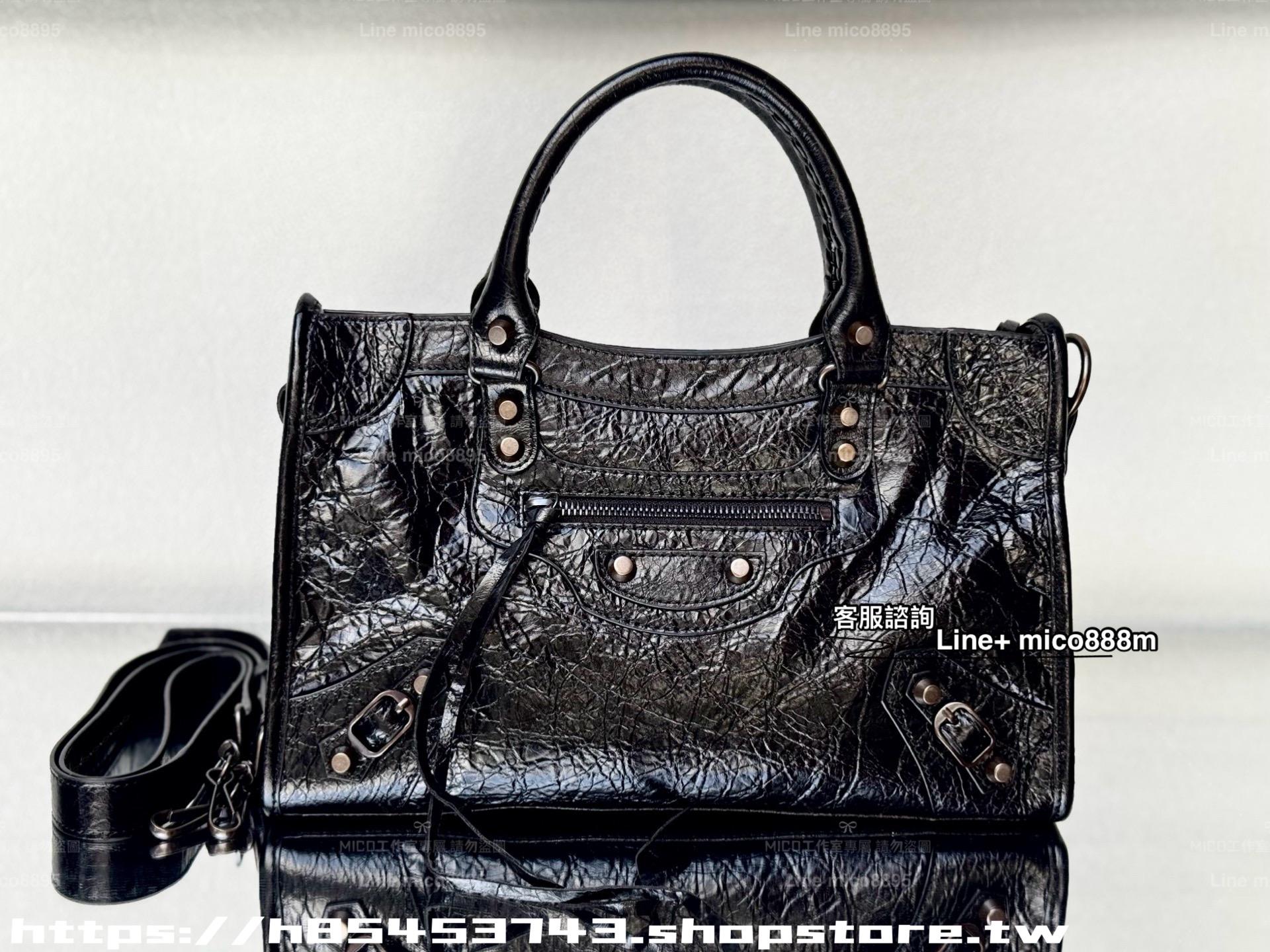 Balenciaga 新版本 Le City系列 大中小號 黑色/黑扣 經典機車包