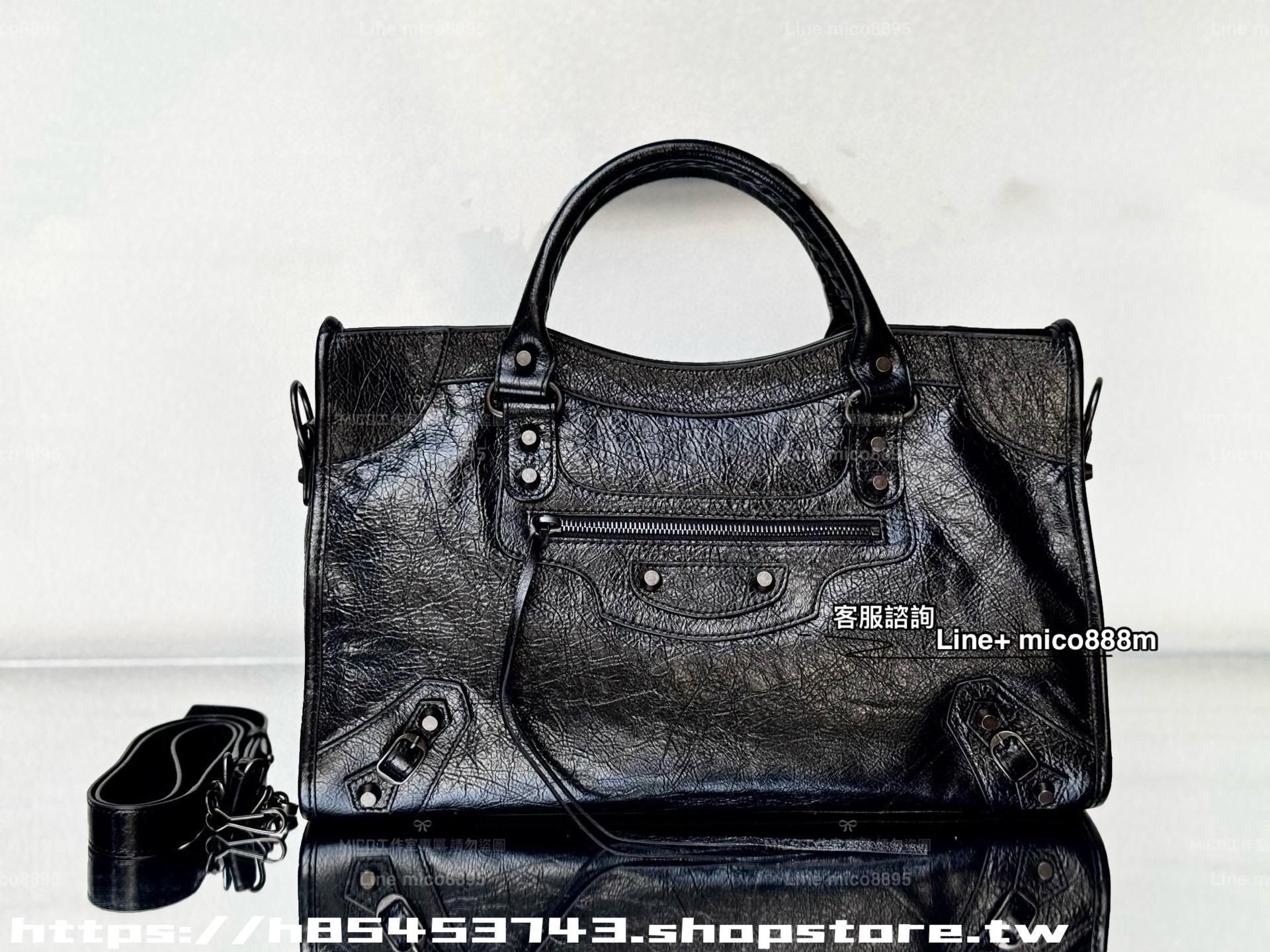 Balenciaga 新版本 Le City系列 大中小號 黑色/黑扣 經典機車包