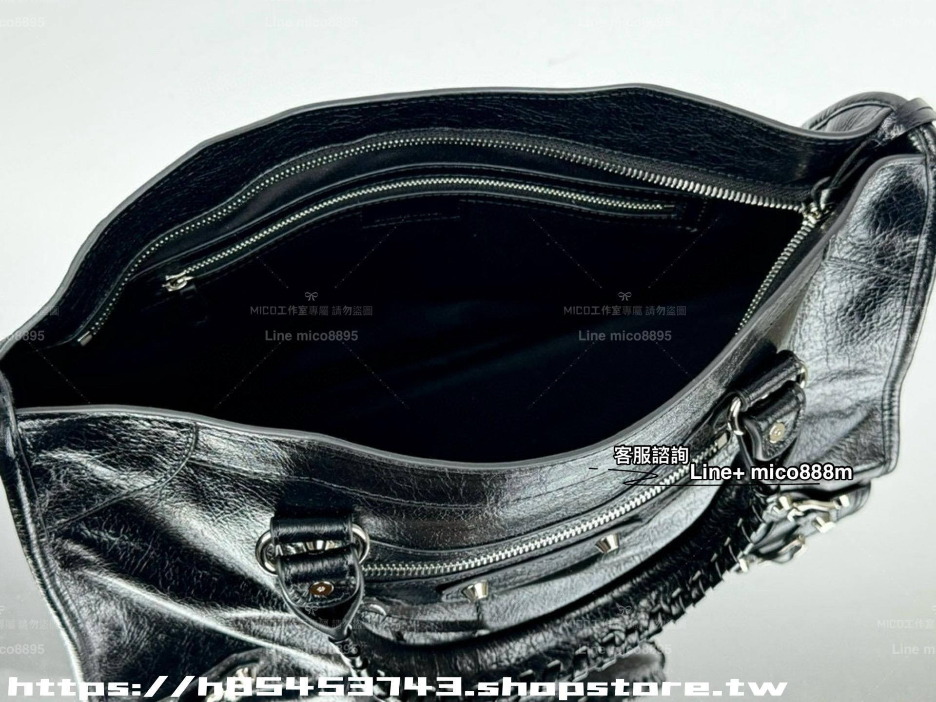 Balenciaga 新版本 Le City系列 city 大號黑色/銀扣 經典機車包 37cm