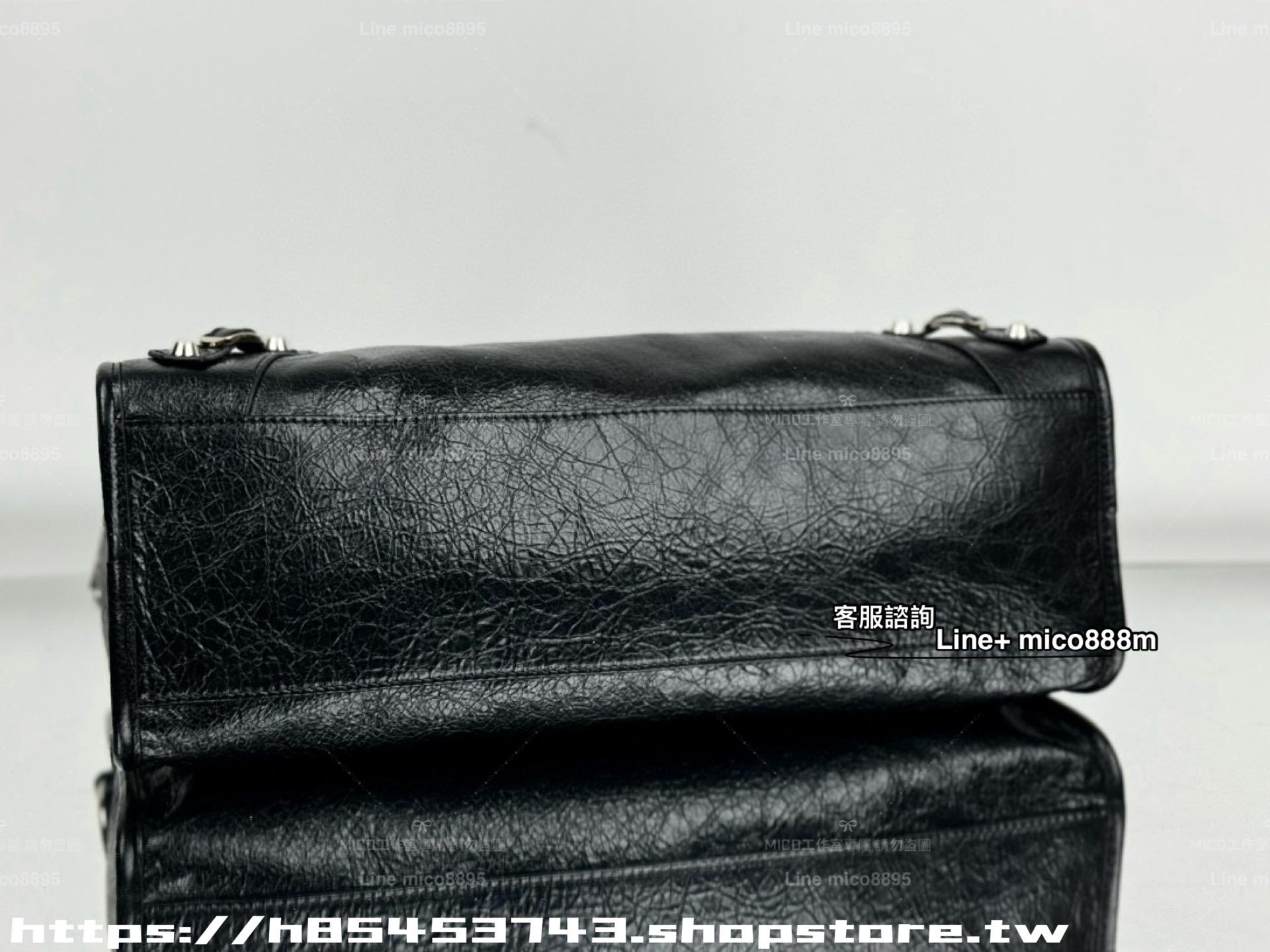 Balenciaga 新版本 Le City系列 city 大號黑色/銀扣 經典機車包 37cm