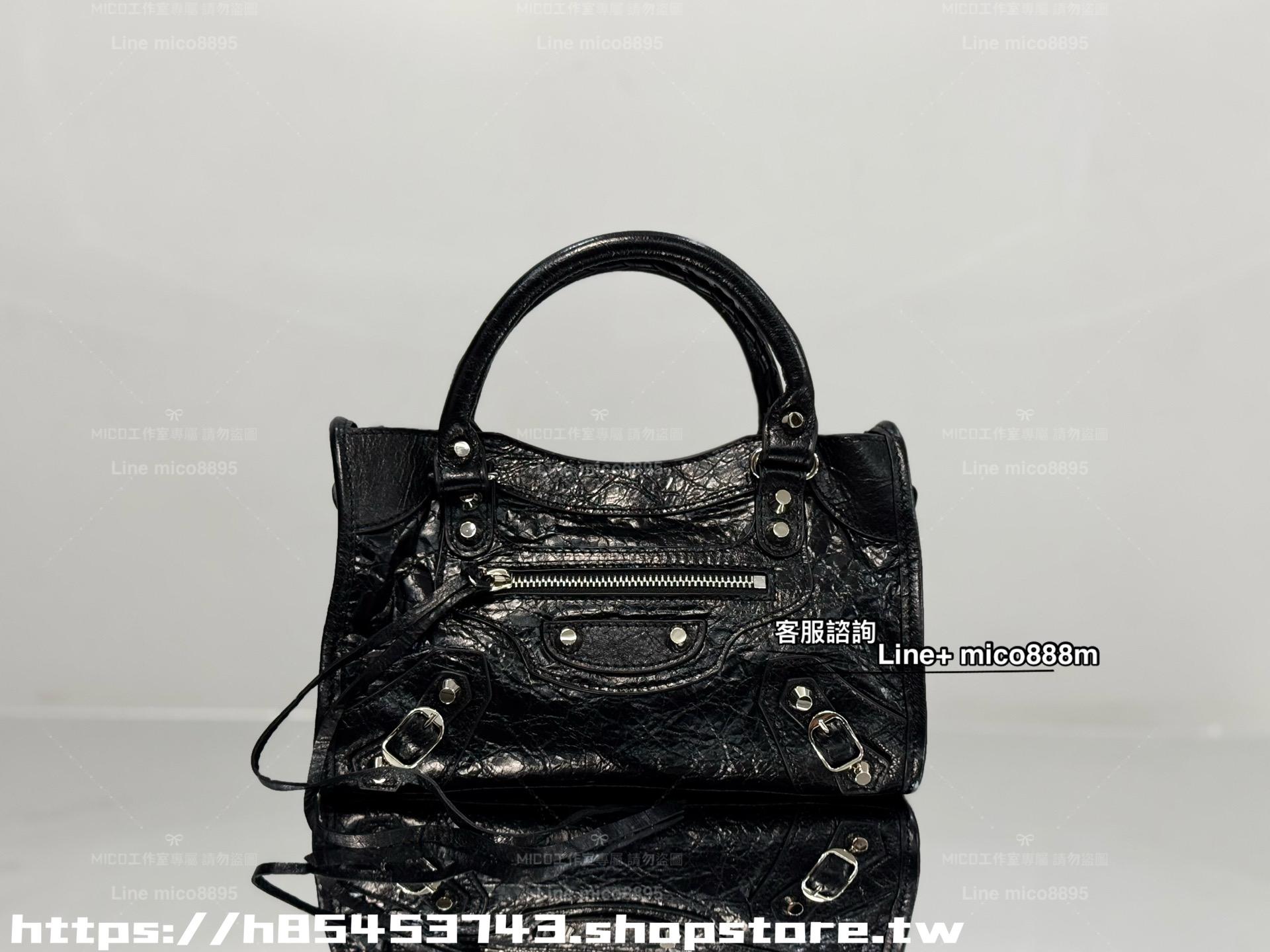 Balenciaga 新版本 Le City系列 city 小號黑色/銀扣 經典機車包 24cm