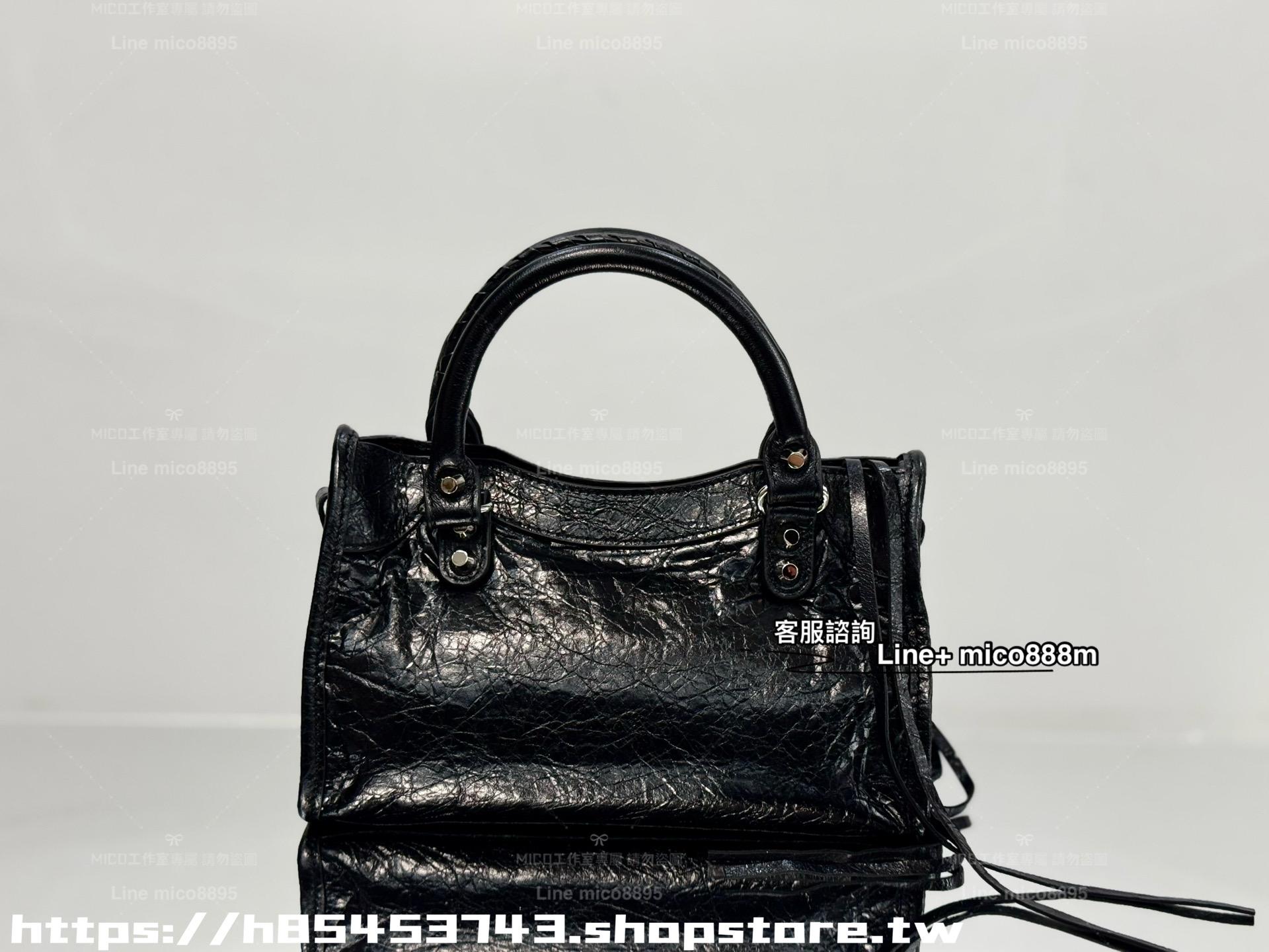 Balenciaga 新版本 Le City系列 city 小號黑色/銀扣 經典機車包 24cm