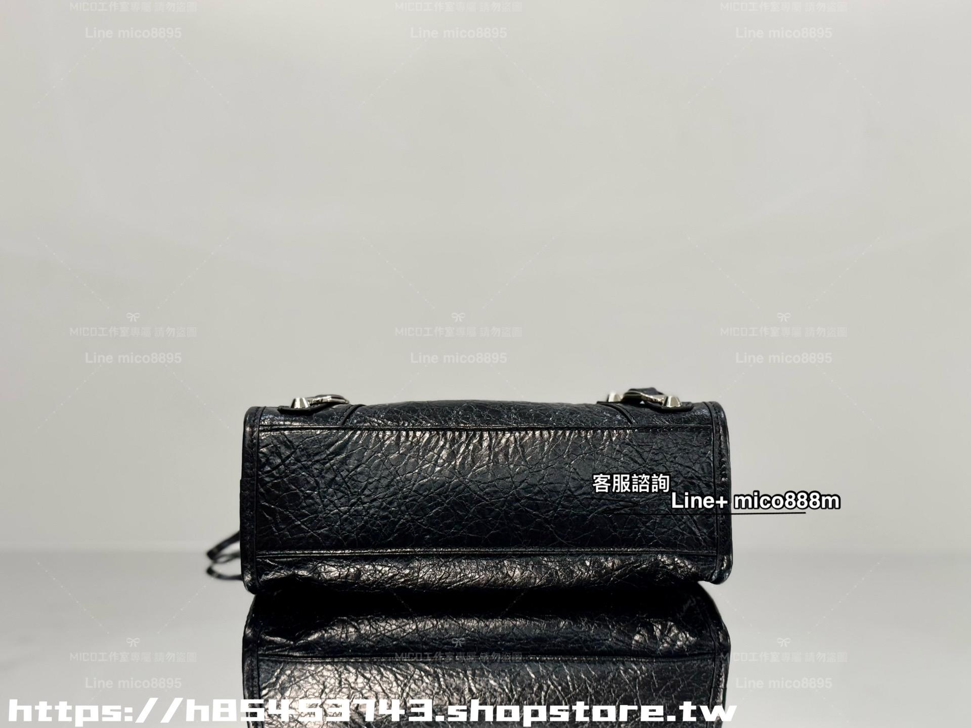 Balenciaga 新版本 Le City系列 city 小號黑色/銀扣 經典機車包 24cm