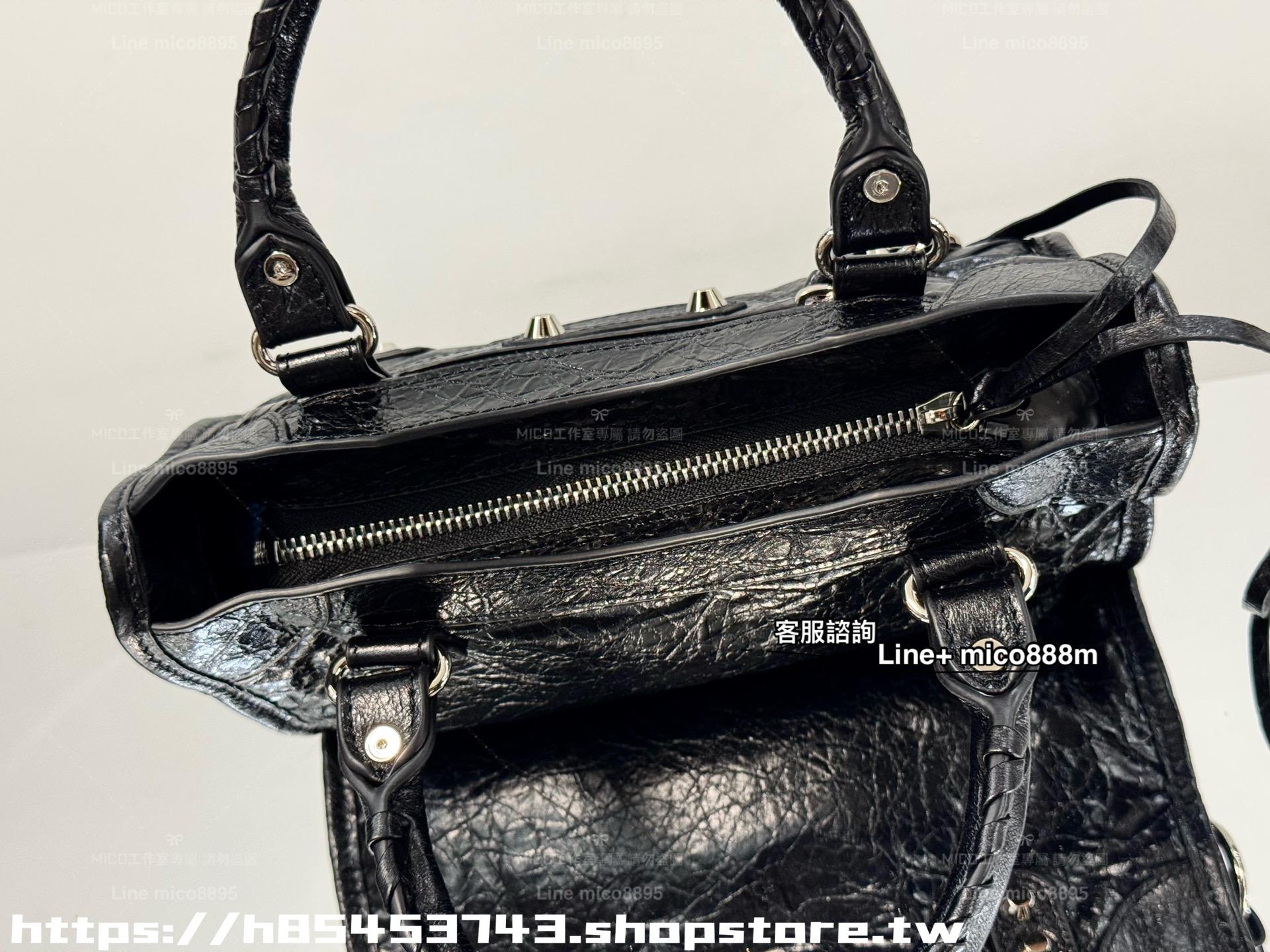 Balenciaga 新版本 Le City系列 city 小號黑色/銀扣 經典機車包 24cm