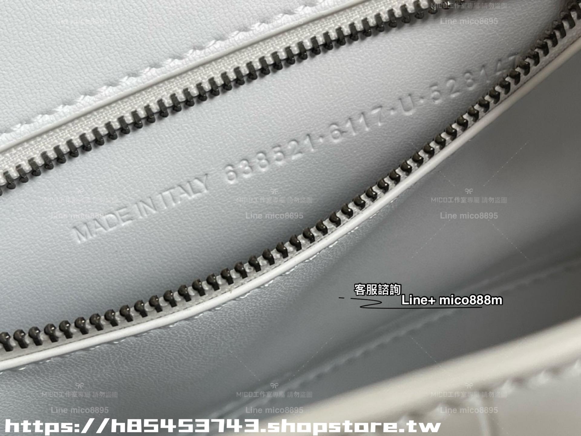 Balenciaga 巴黎世家 S號 鱷魚紋白色/銀釦 Hourglass 沙漏包 23cm