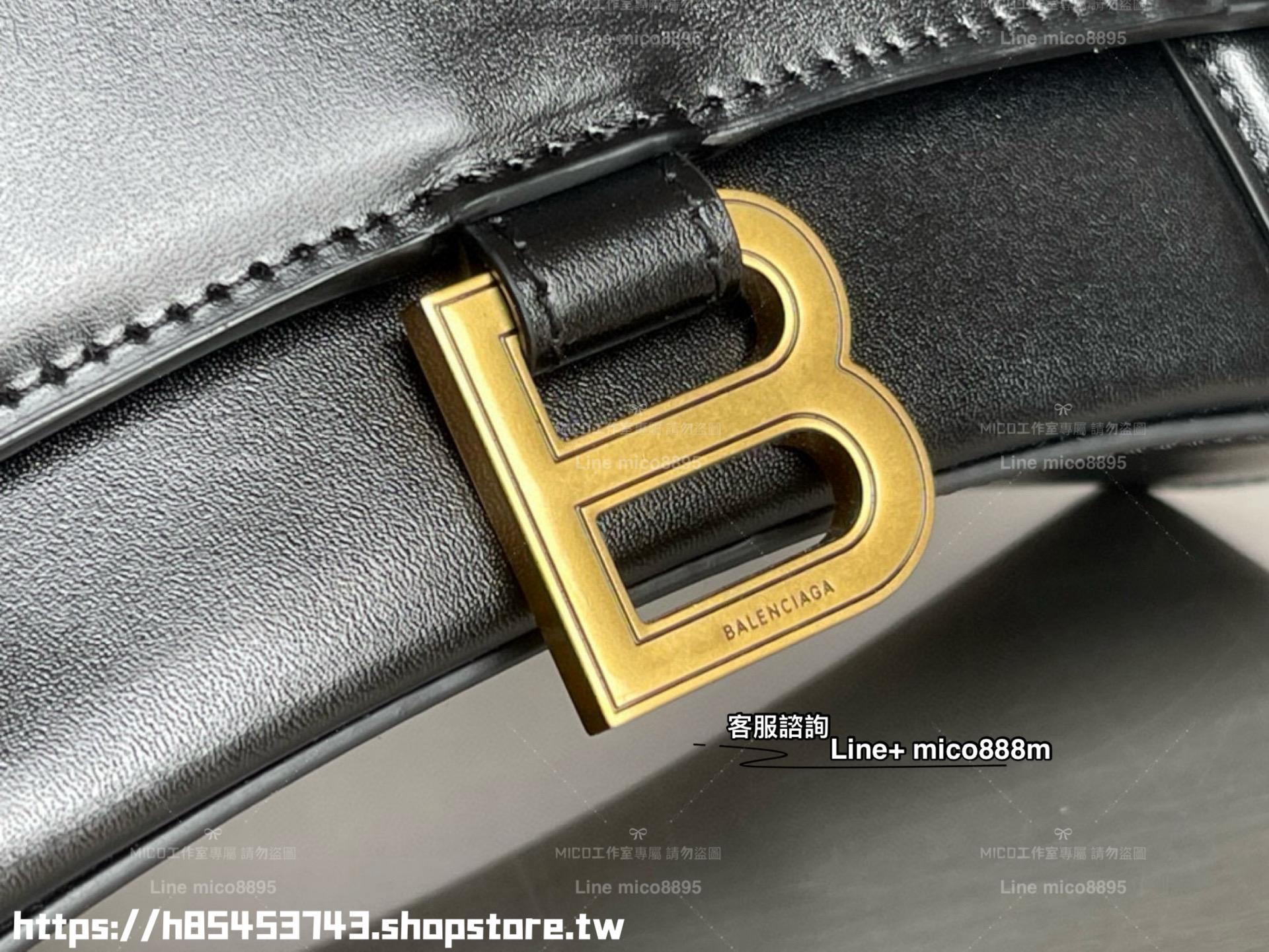 Balenciaga 巴黎世家 S號 Hourglass 沙漏包 平紋牛皮/金釦 23cm